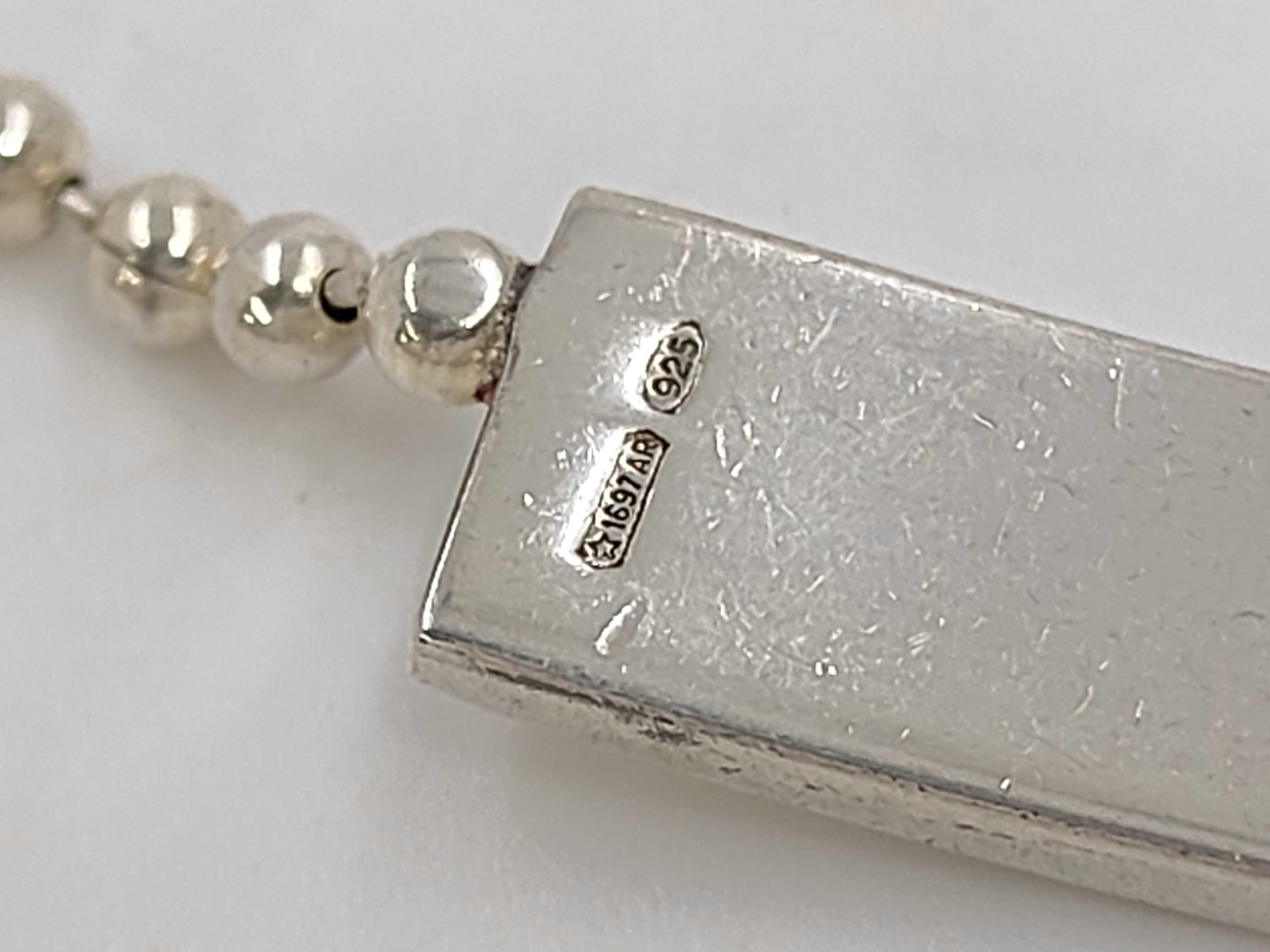 necklace, plate design, ball chain, 925 sterling silver, 11.5g. — view 5