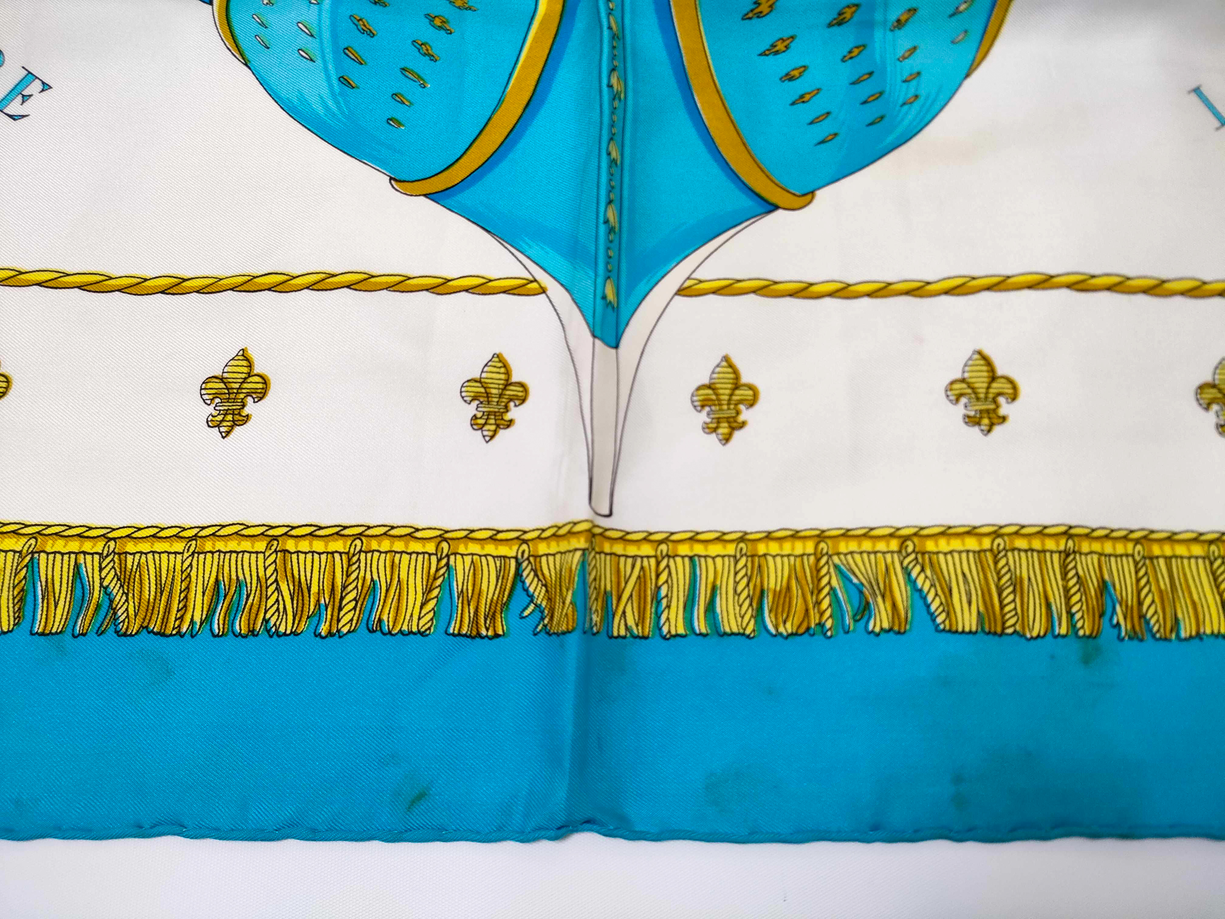 Carre 90 VUE DU CARROSSE DE LA GALERE LA REALE Hugo Gricker Silk Blue Other Accessories — view 11