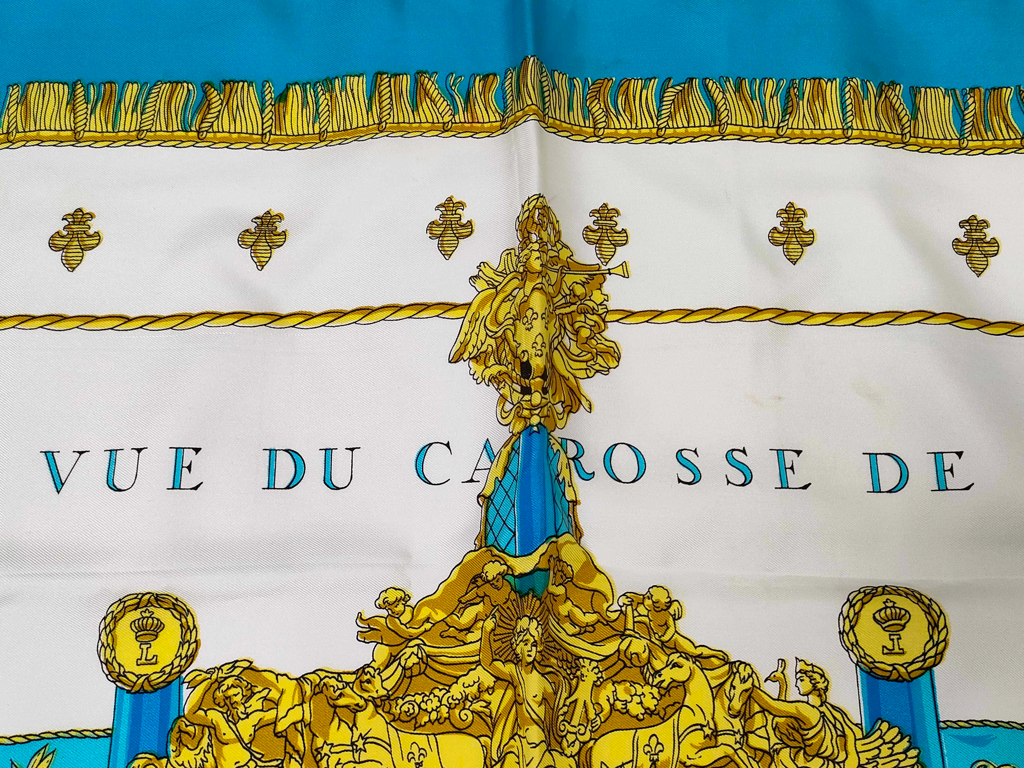 Carre 90 VUE DU CARROSSE DE LA GALERE LA REALE Hugo Gricker Silk Blue Other Accessories — view 4