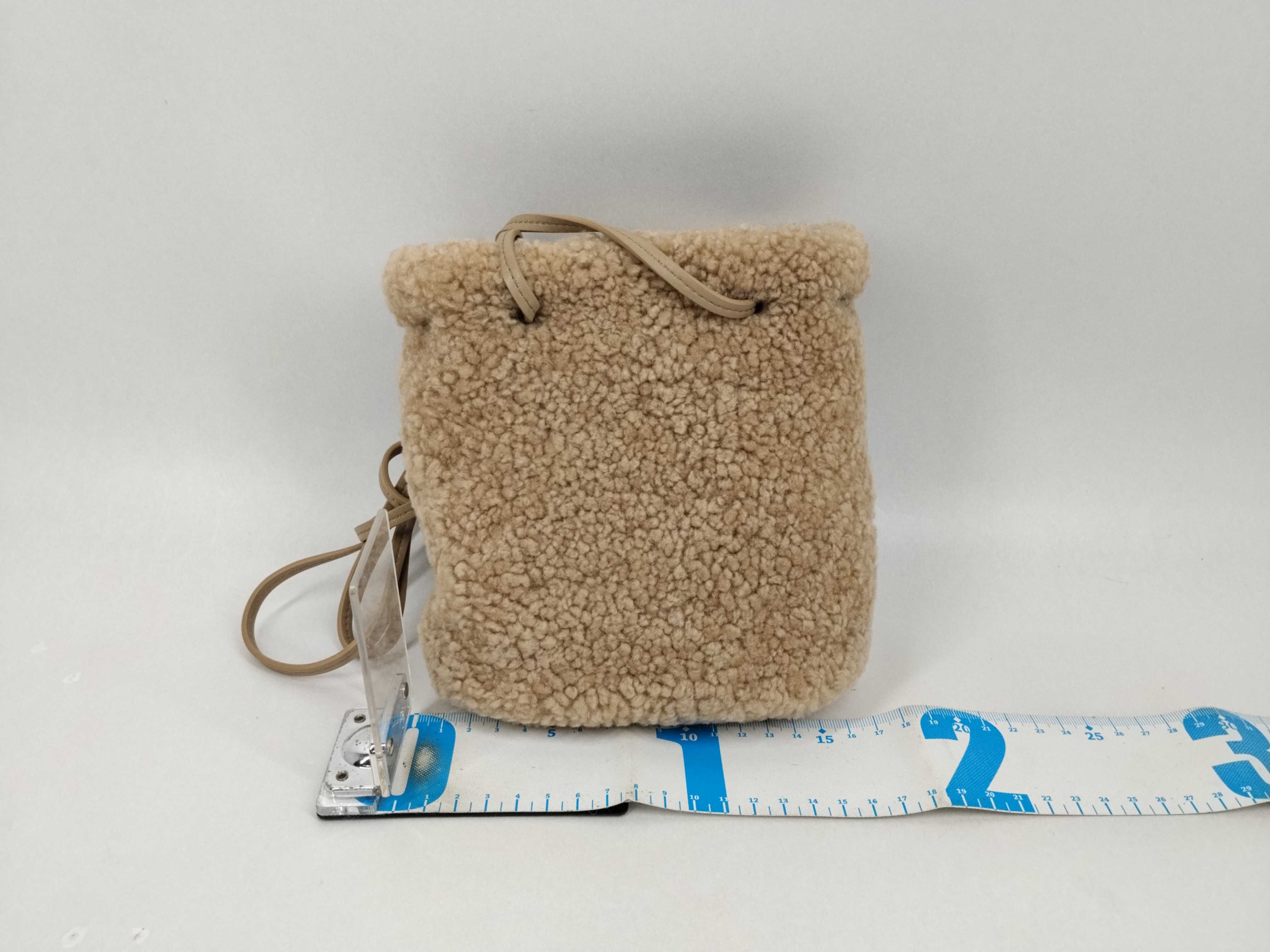 Shearling and Leather Shoulder Bag, Beige, 5NF460 (Shoulder Bag) — view 2