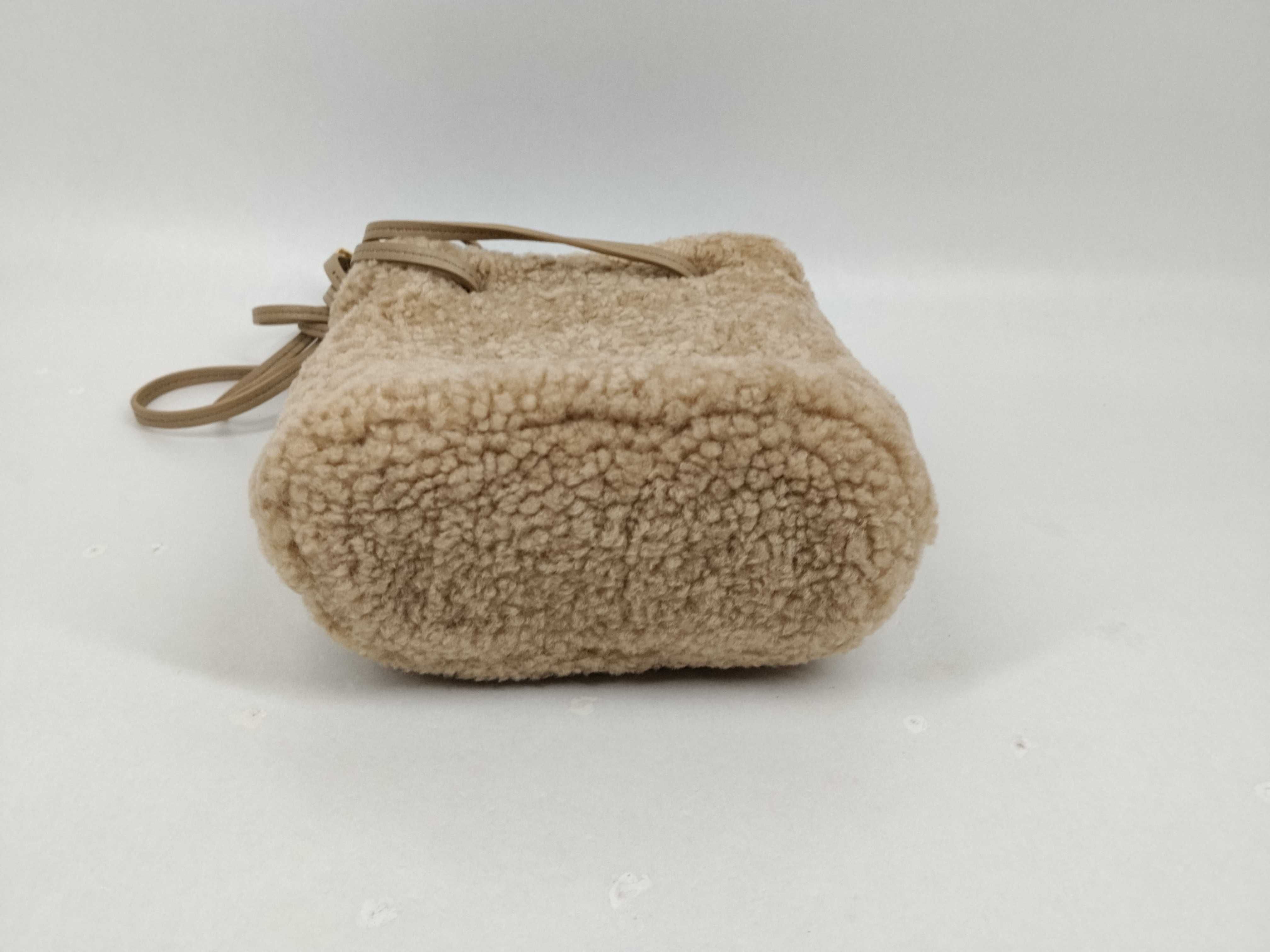 Shearling and Leather Shoulder Bag, Beige, 5NF460 (Shoulder Bag) — view 3