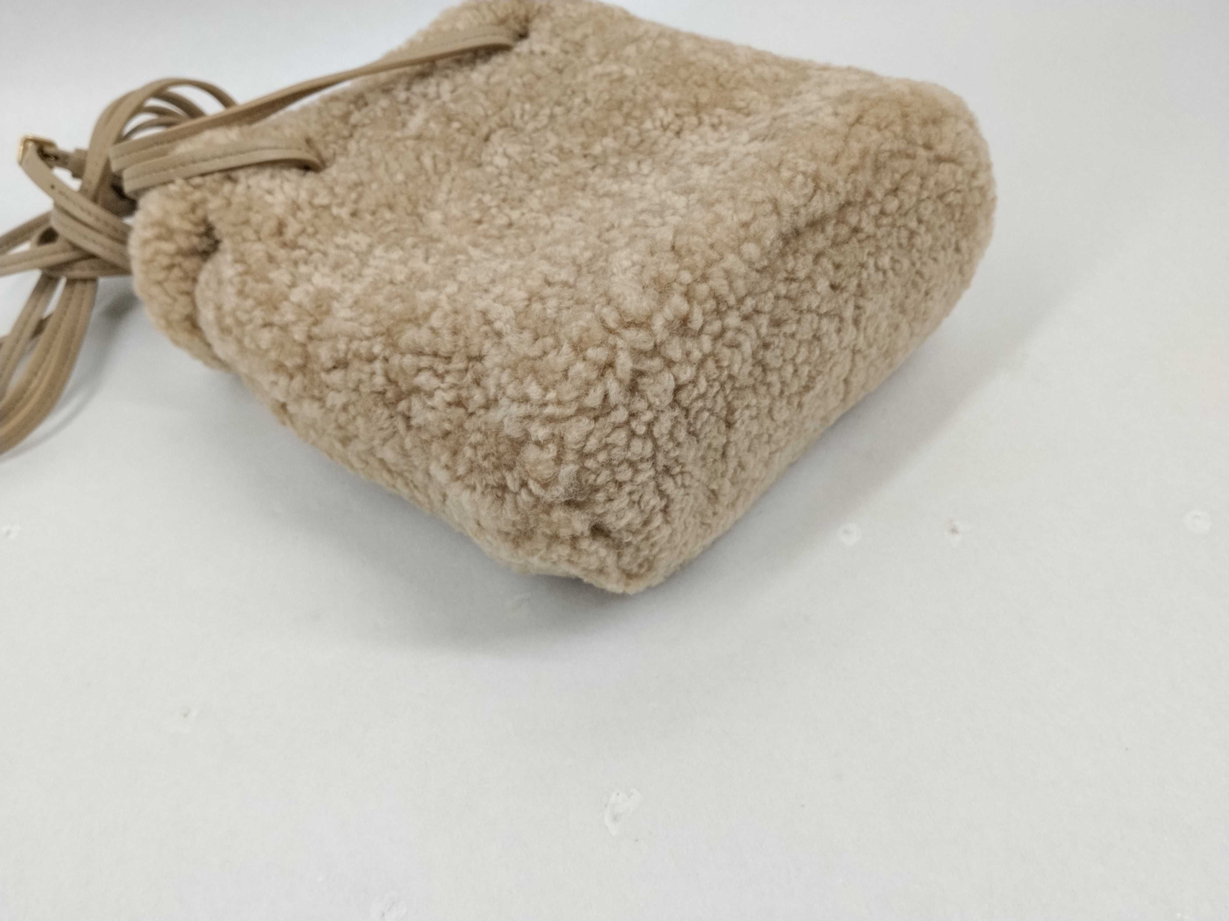 Shearling and Leather Shoulder Bag, Beige, 5NF460 (Shoulder Bag) — view 4