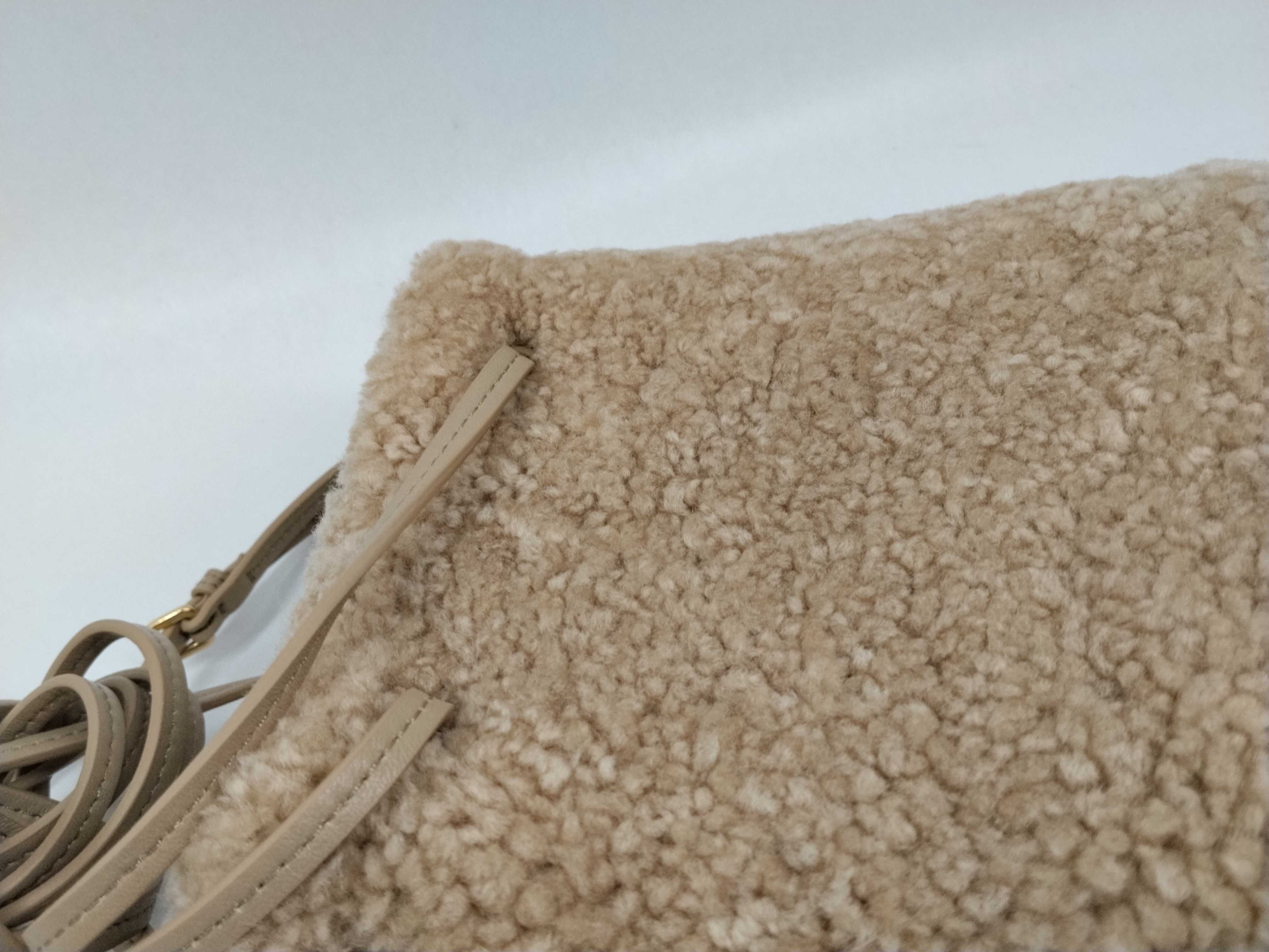 Shearling and Leather Shoulder Bag, Beige, 5NF460 (Shoulder Bag) — view 5