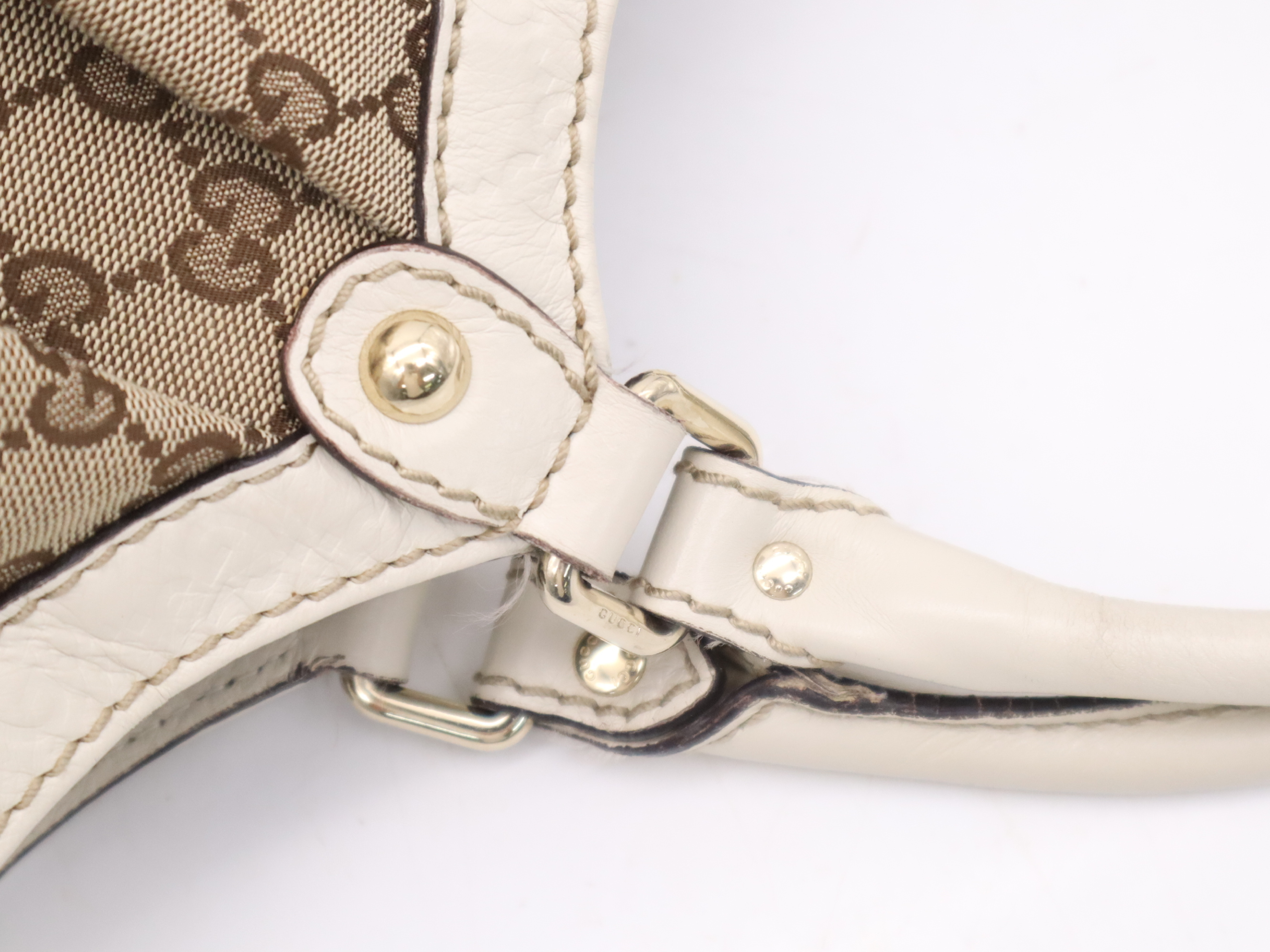 211944 Canvas x Leather GG Canvas Sukey Tote Bag Beige Gold Hardware with Charm — view 7