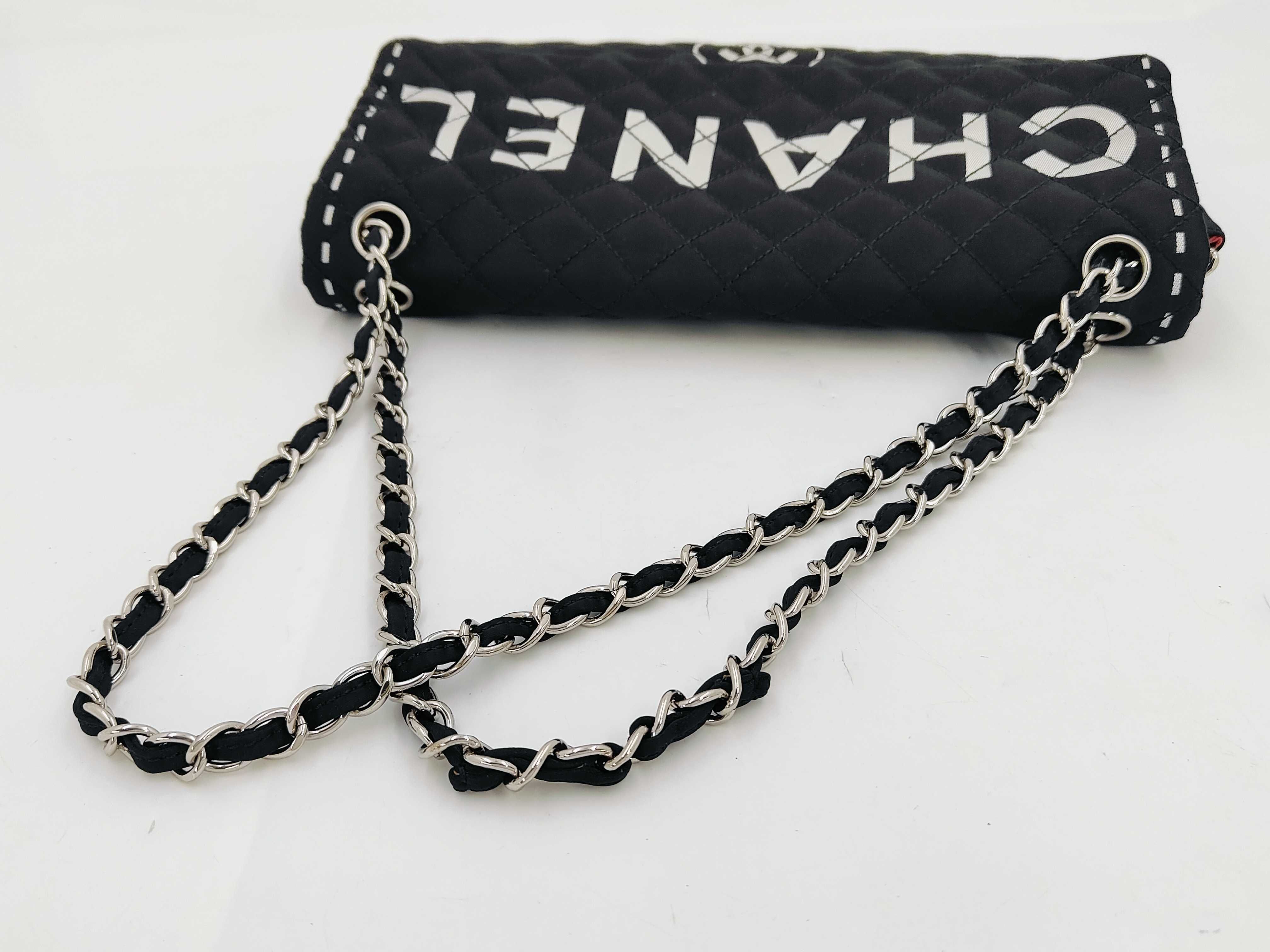 Chain Shoulder Bag, Canvas, Black — view 3