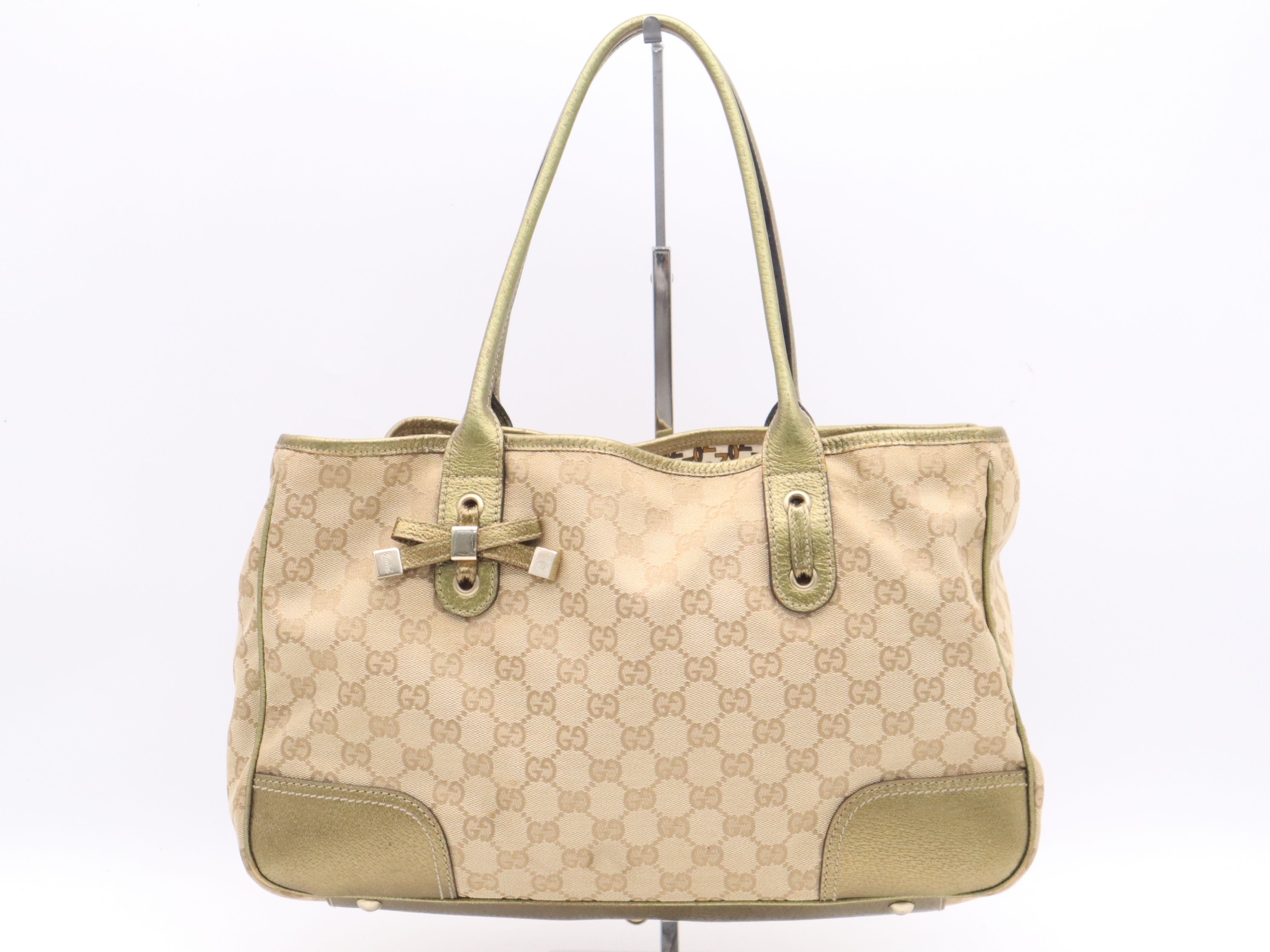 136805 GG Canvas GG Pattern Tote Bag Gold Tote Bag