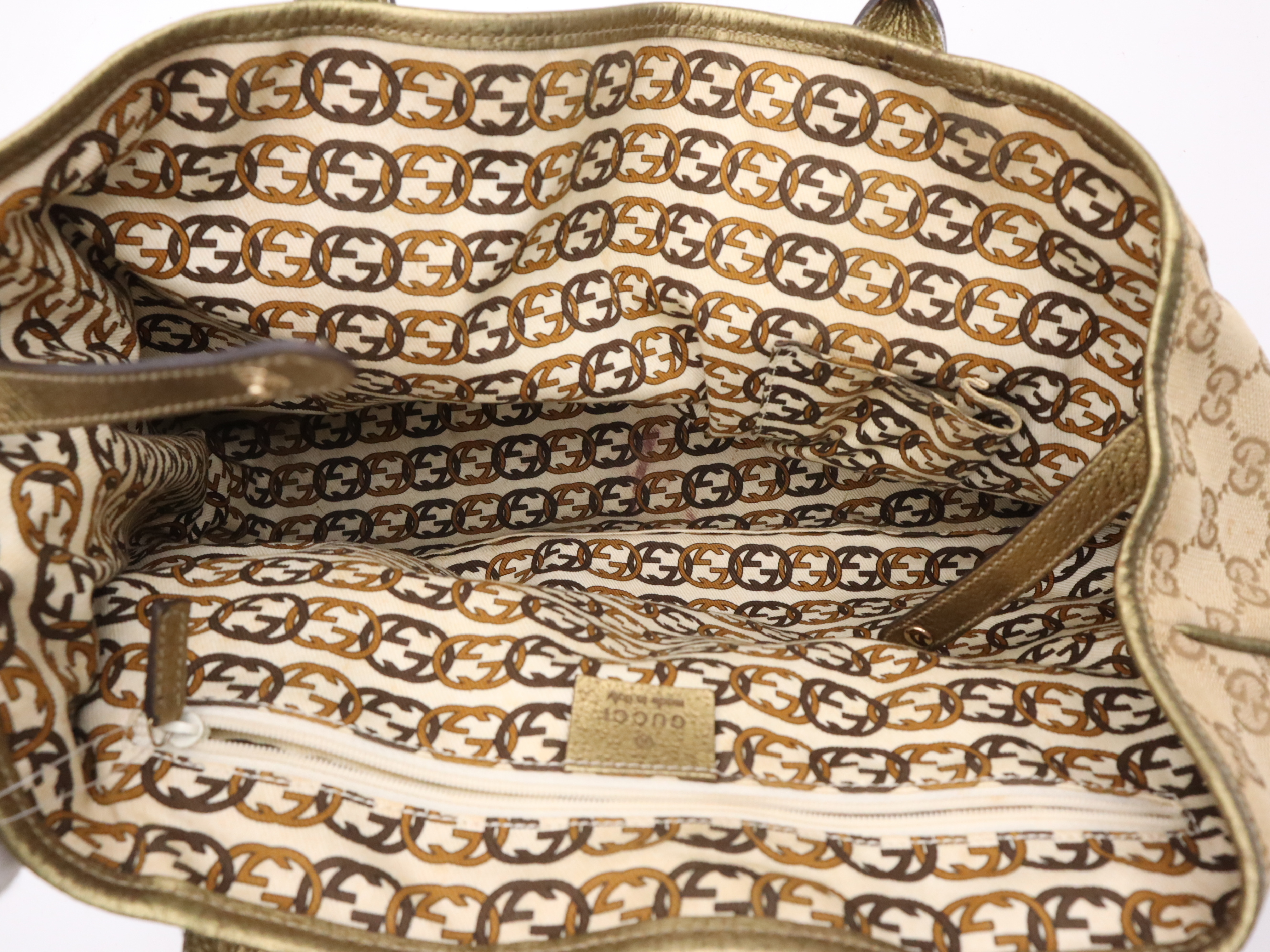 136805 GG Canvas GG Pattern Tote Bag Gold Tote Bag — view 11