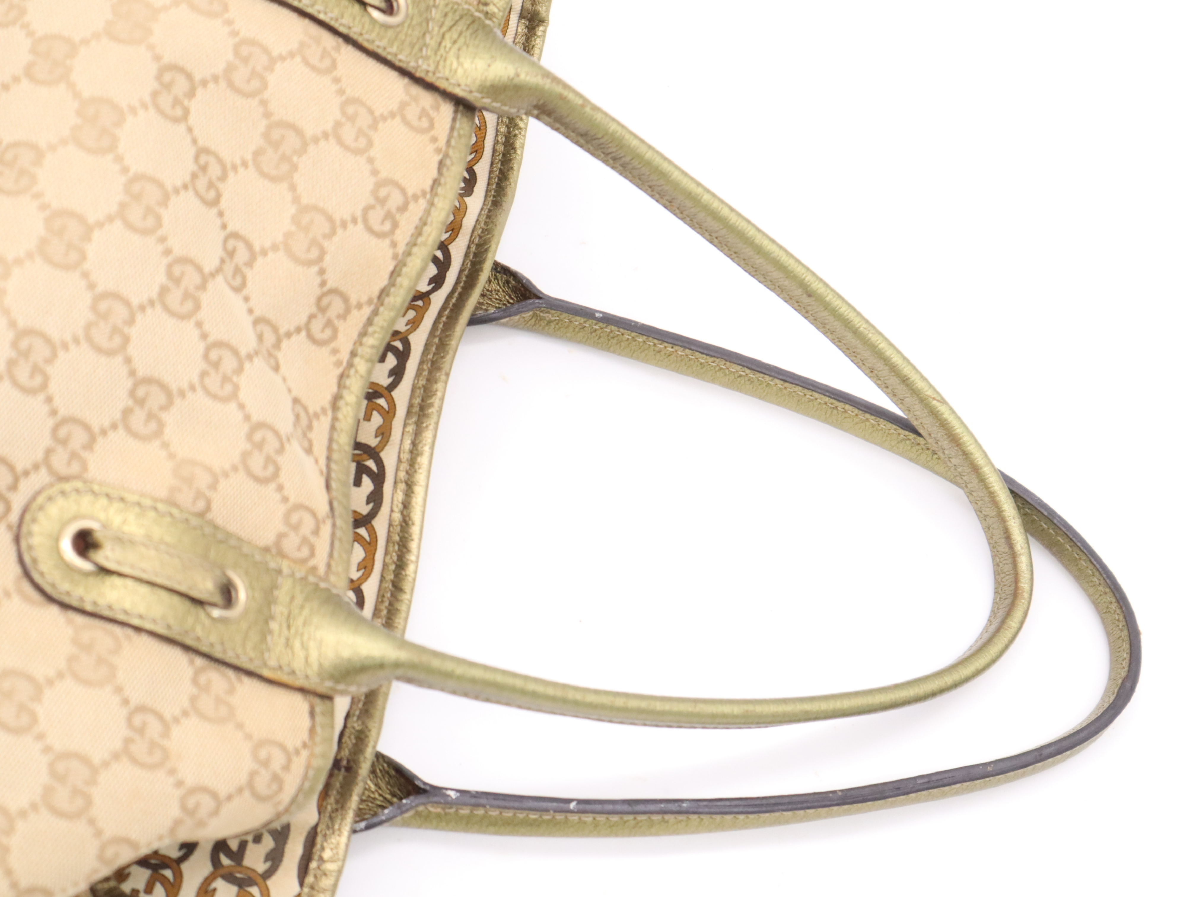 136805 GG Canvas GG Pattern Tote Bag Gold Tote Bag — view 6