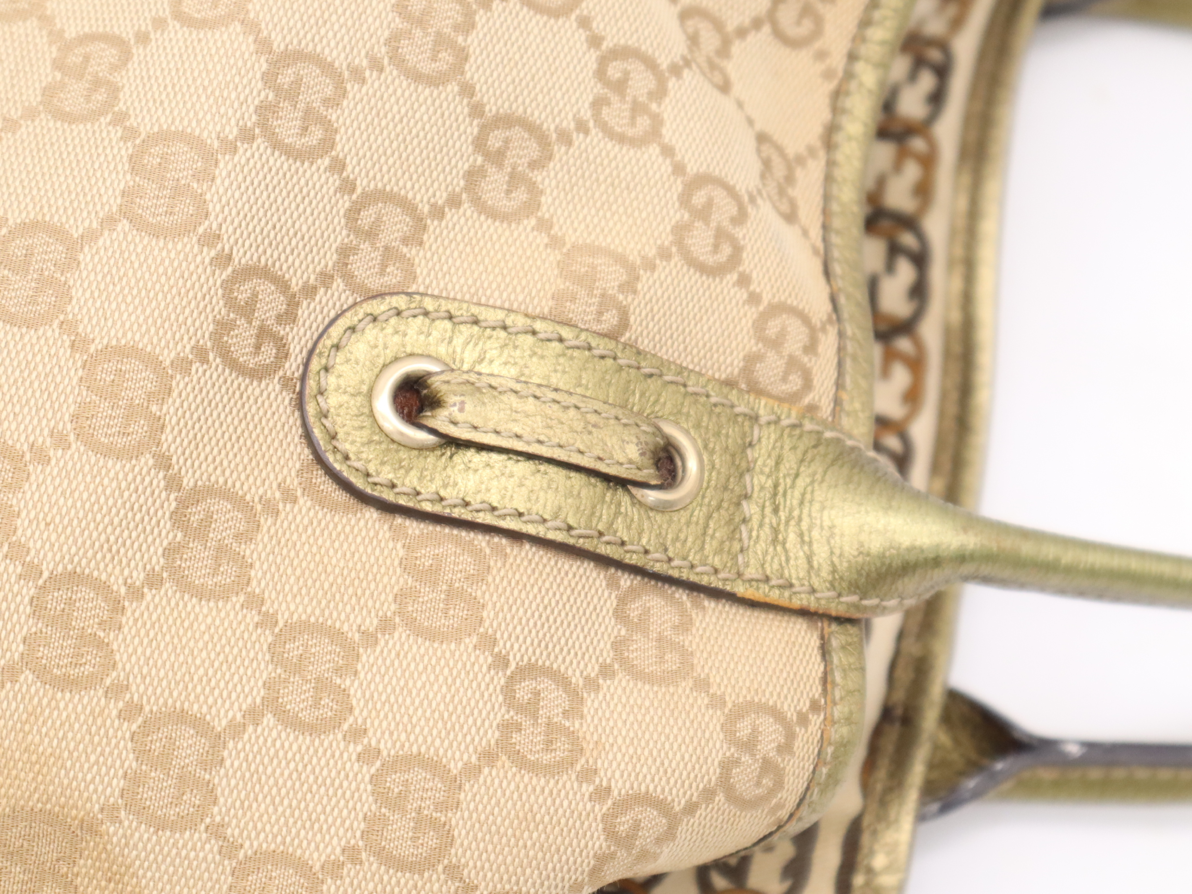136805 GG Canvas GG Pattern Tote Bag Gold Tote Bag — view 7