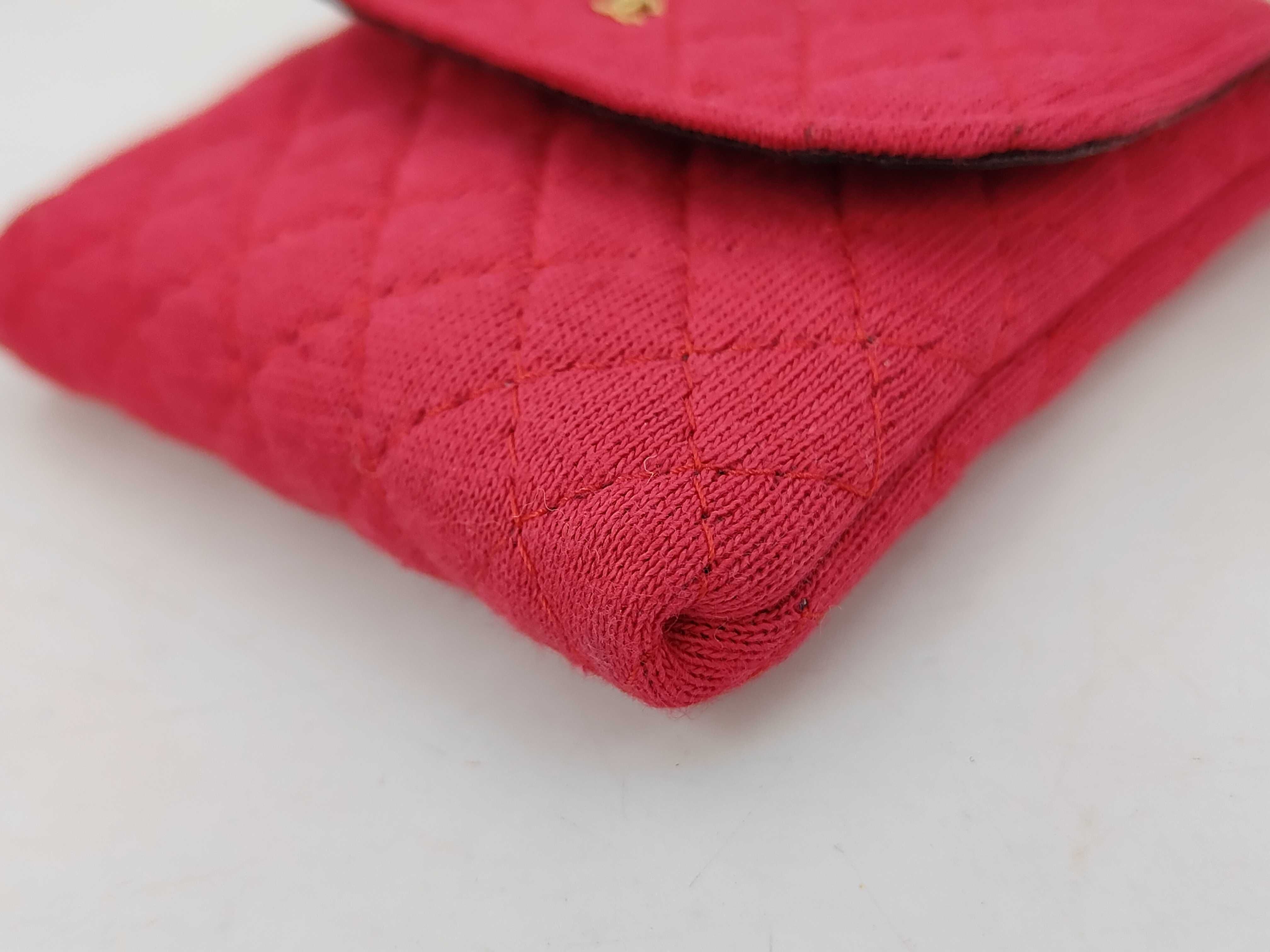Cotton Jersey Coco Mark Mini Matelassé Pouch, Pink, with Box — view 4