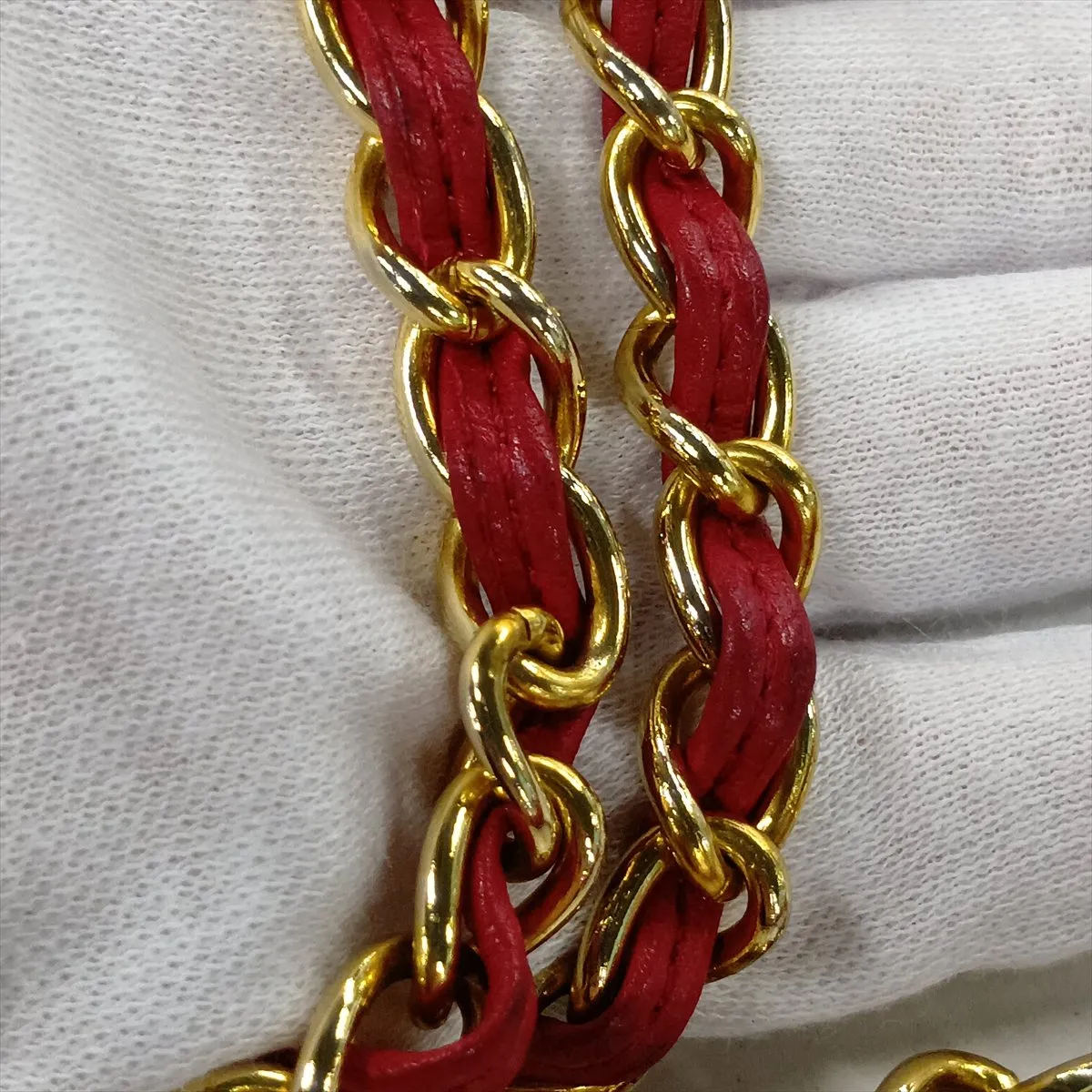Matelassé Lambskin Chain Shoulder Bag, Red with Gold Hardware, Item No. 10686390 — view 12