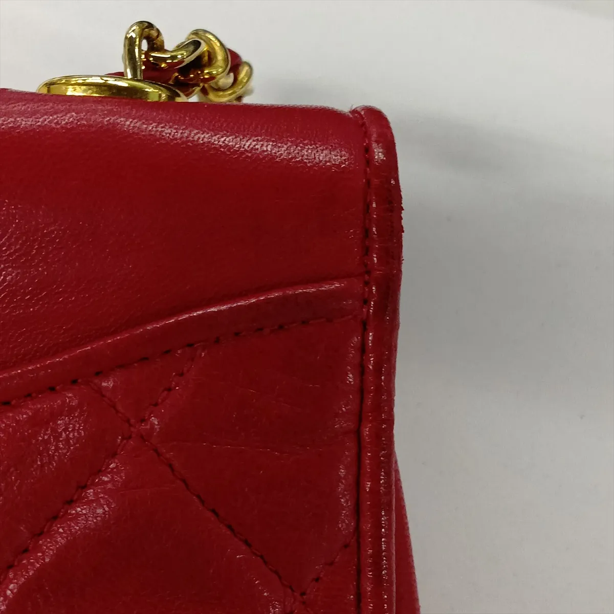 Matelassé Lambskin Chain Shoulder Bag, Red with Gold Hardware, Item No. 10686390 — view 13