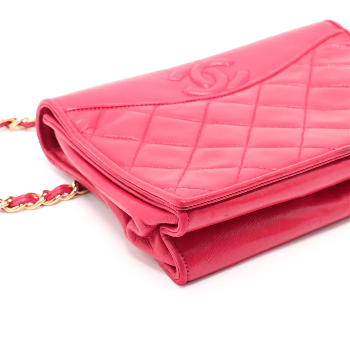 Matelassé Lambskin Chain Shoulder Bag, Red with Gold Hardware, Item No. 10686390 — view 4