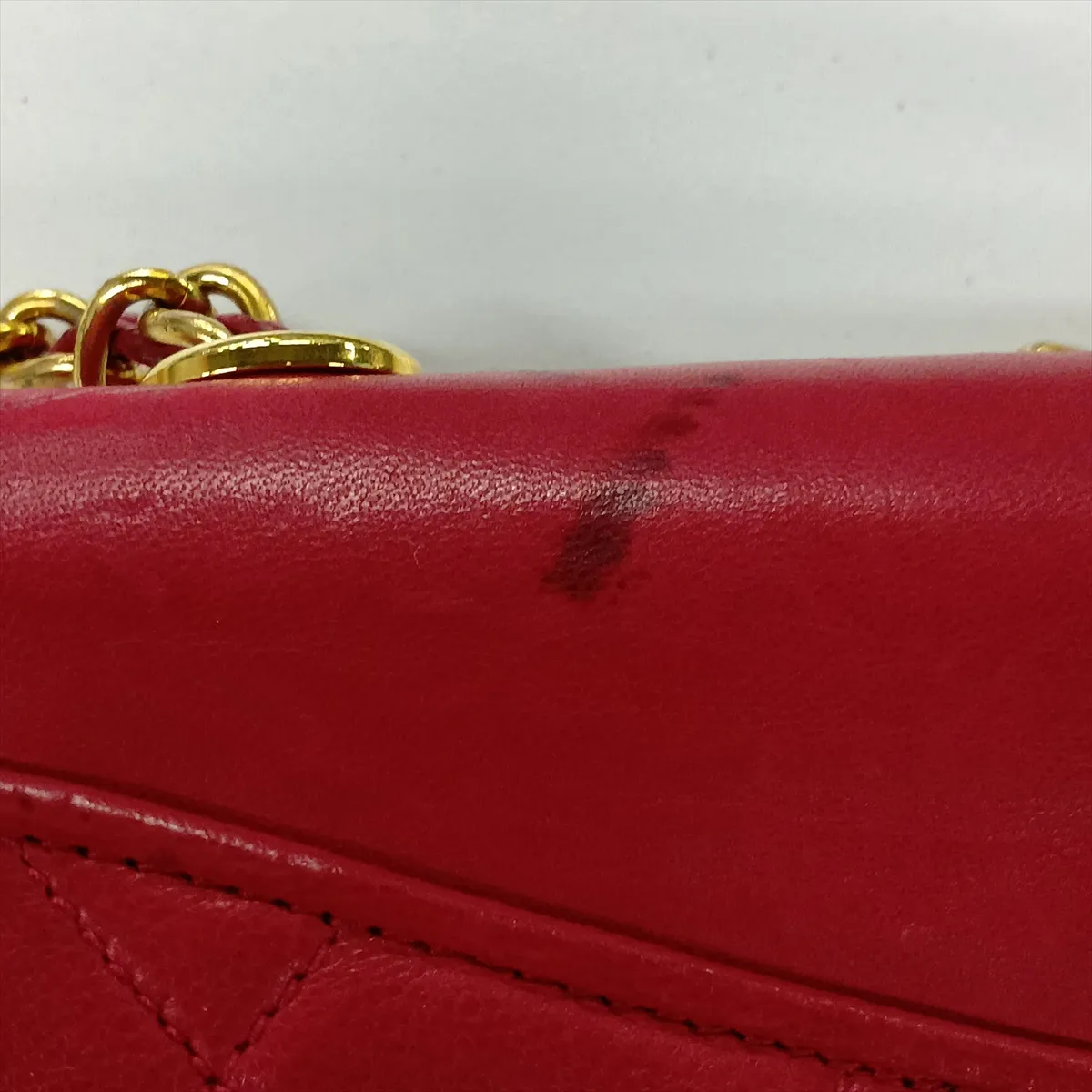 Matelassé Lambskin Chain Shoulder Bag, Red with Gold Hardware, Item No. 10686390 — view 9