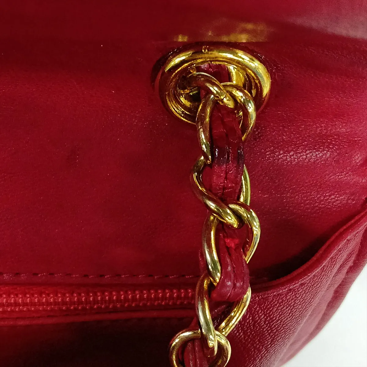 Matelassé Lambskin Chain Shoulder Bag, Red with Gold Hardware, Item No. 10686390 — view 10
