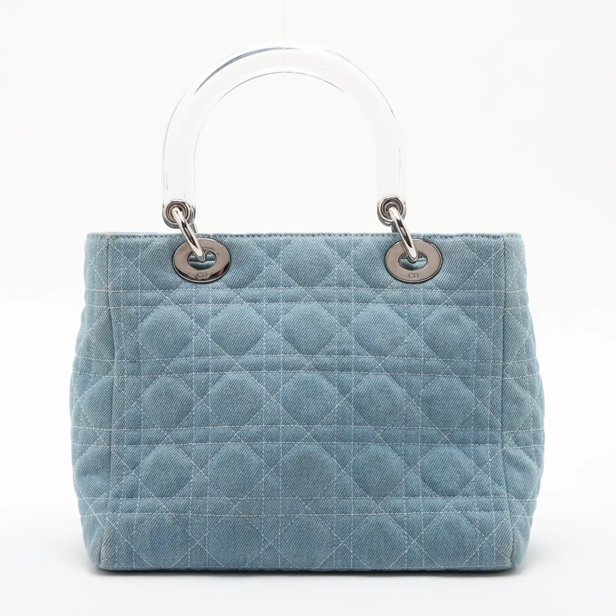 Lady Dior Cannage Denim x Plastic Handbag, Blue — view 2