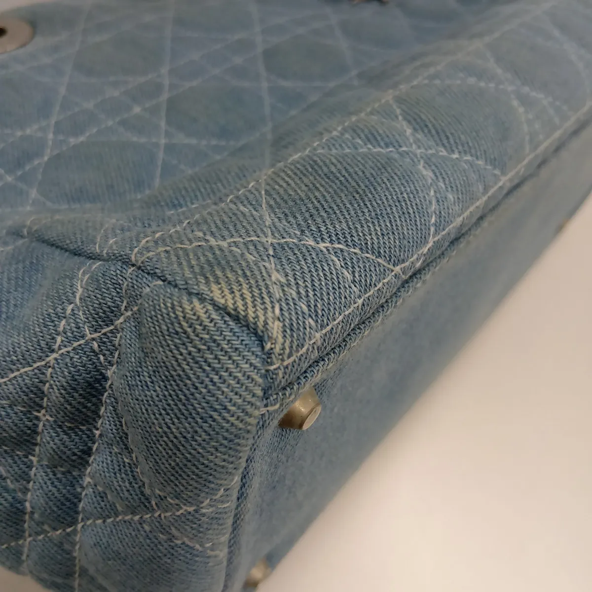 Lady Dior Cannage Denim x Plastic Handbag, Blue — view 12
