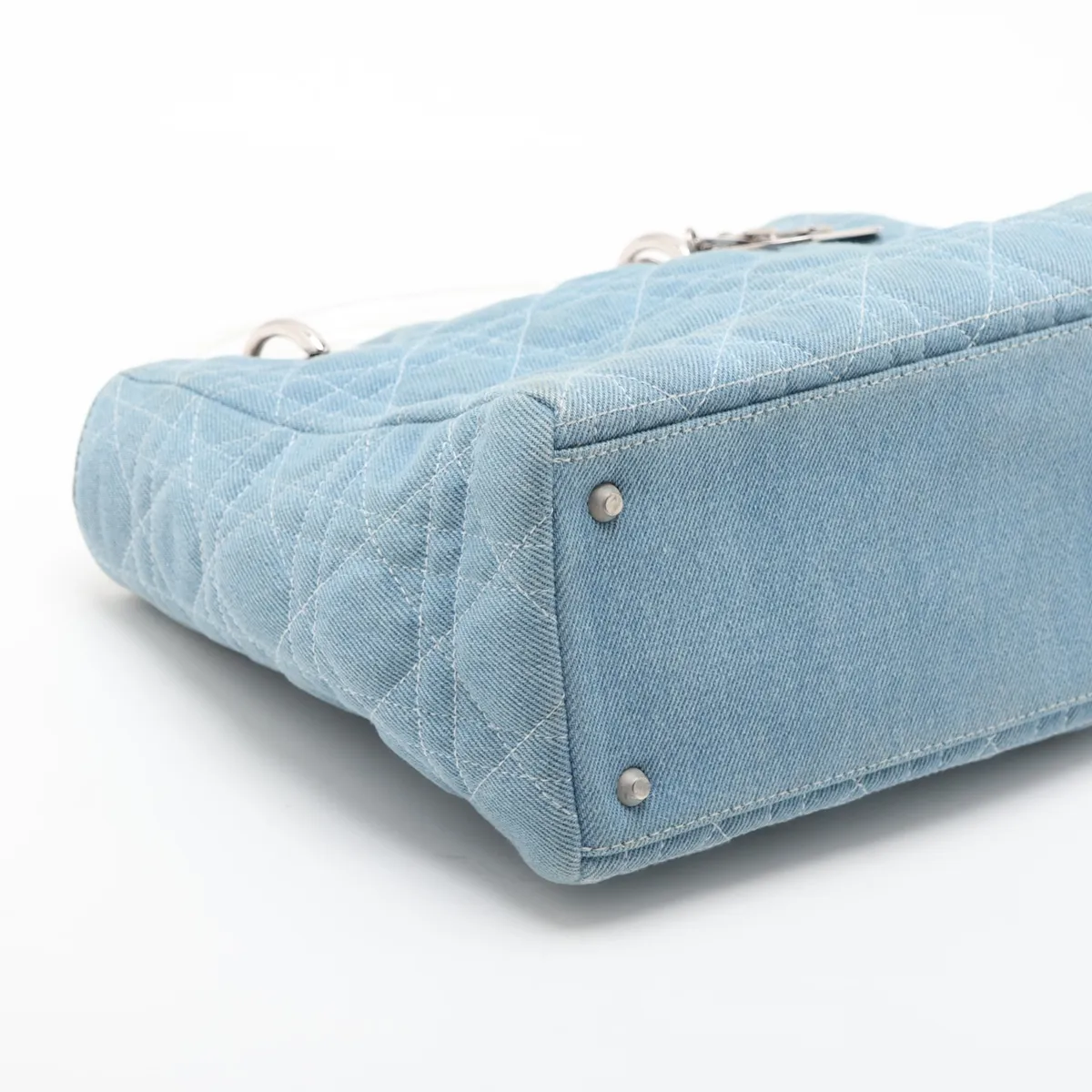 Lady Dior Cannage Denim x Plastic Handbag, Blue — view 4