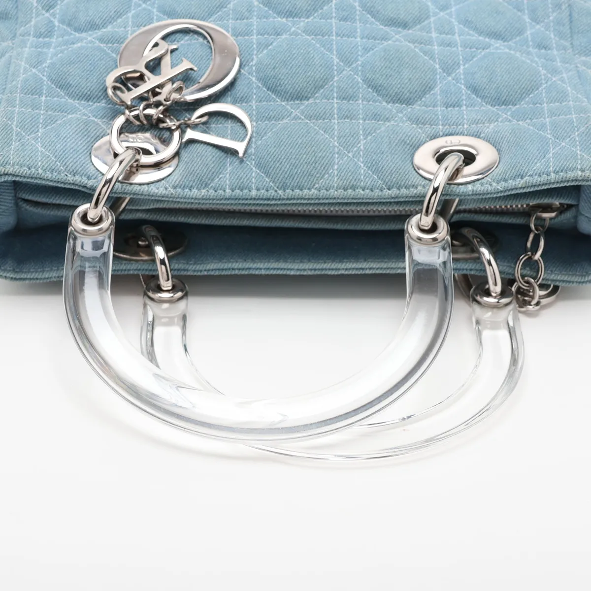 Lady Dior Cannage Denim x Plastic Handbag, Blue — view 5