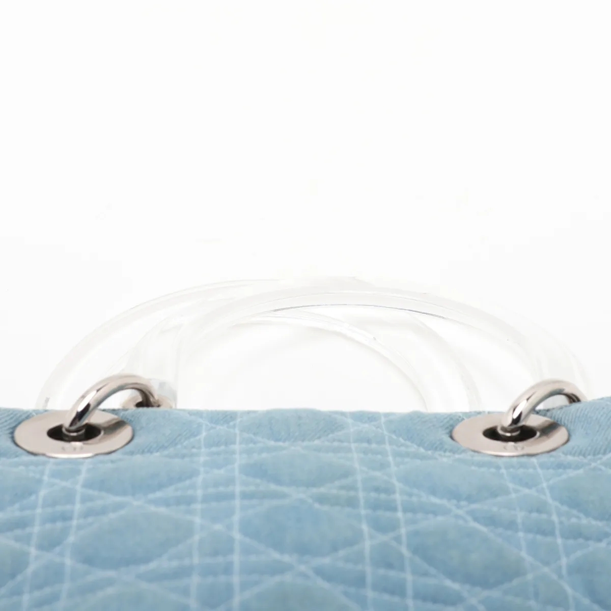 Lady Dior Cannage Denim x Plastic Handbag, Blue — view 6