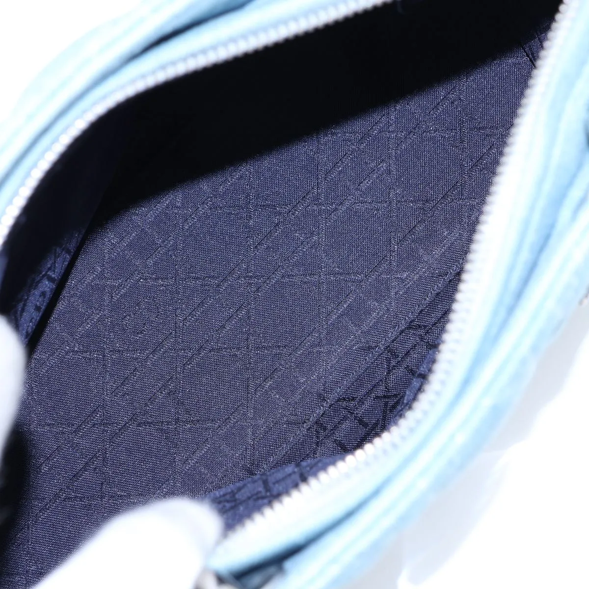 Lady Dior Cannage Denim x Plastic Handbag, Blue — view 7