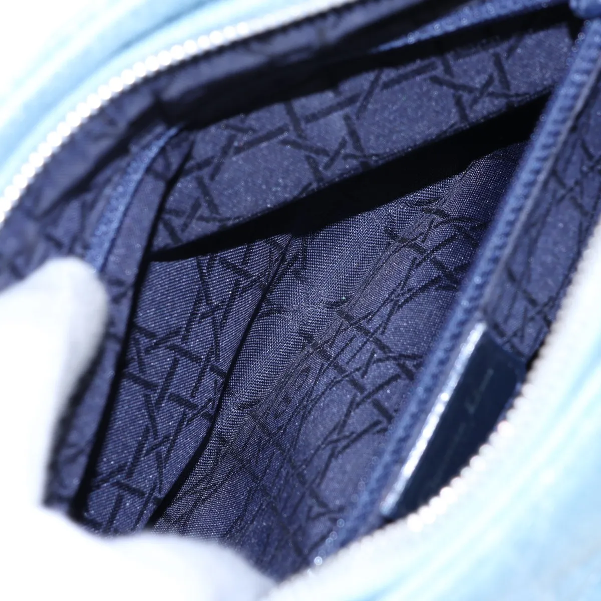 Lady Dior Cannage Denim x Plastic Handbag, Blue — view 8
