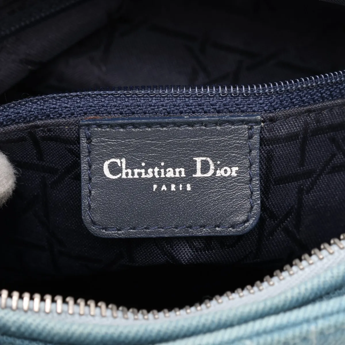 Lady Dior Cannage Denim x Plastic Handbag, Blue — view 9