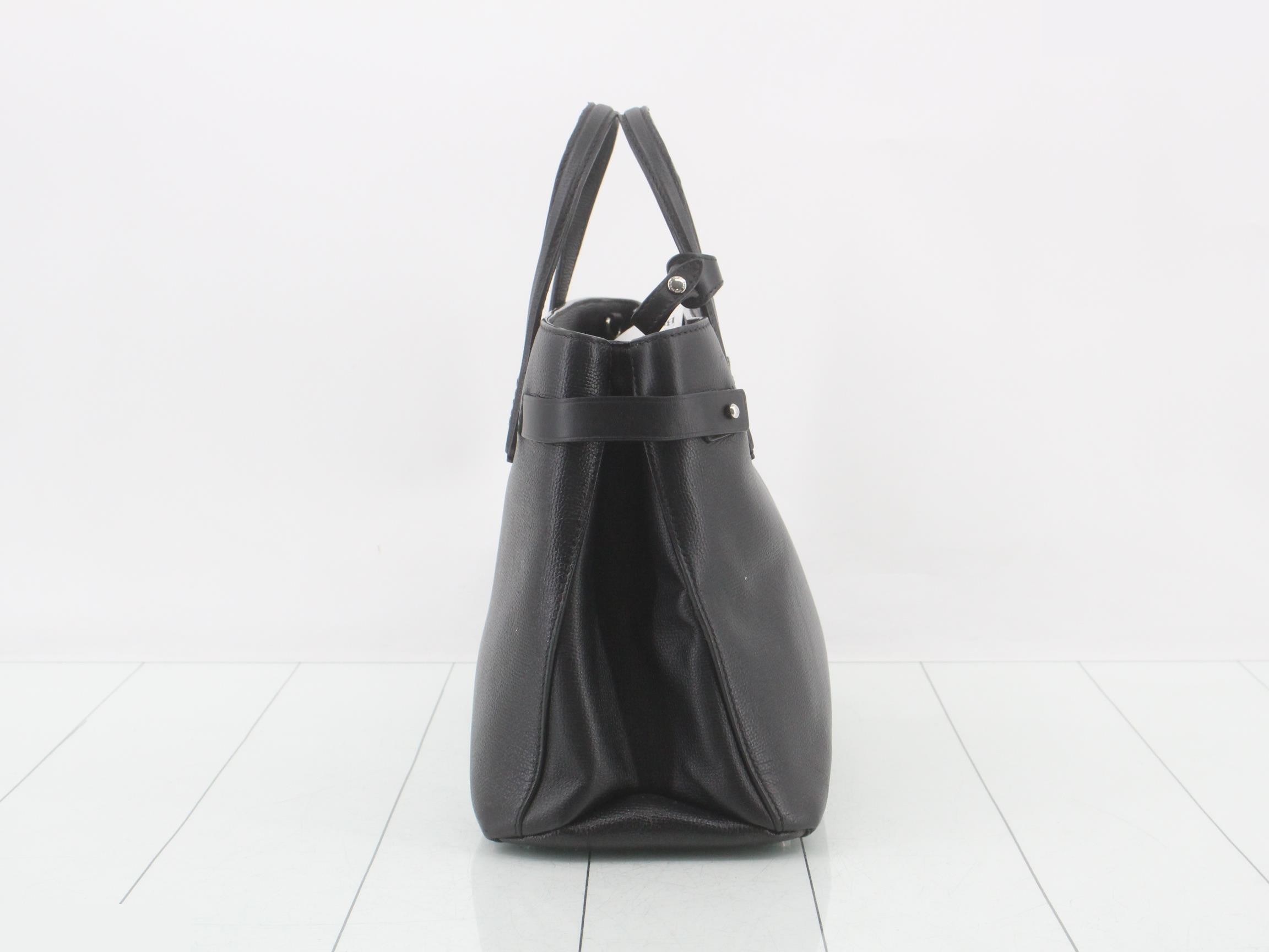 Leather 2-Way Tote Bag, Black — view 3