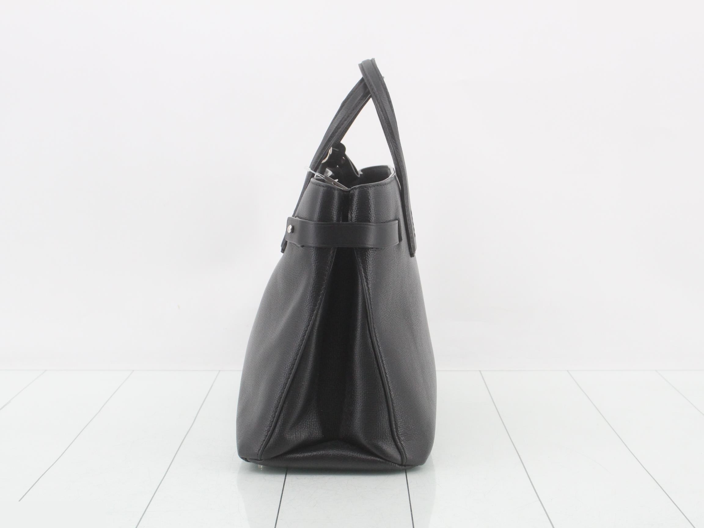 Leather 2-Way Tote Bag, Black — view 4