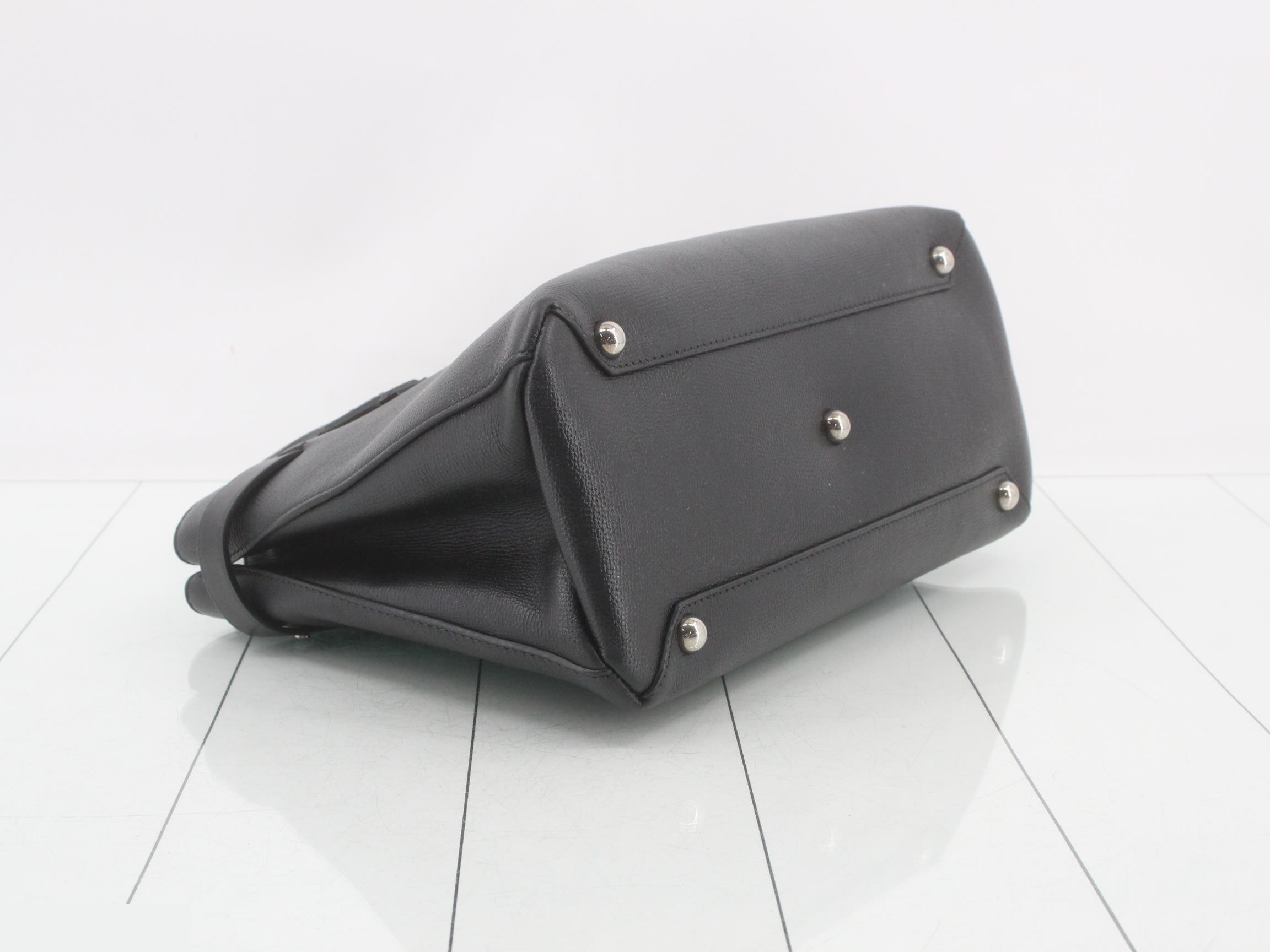 Leather 2-Way Tote Bag, Black — view 5