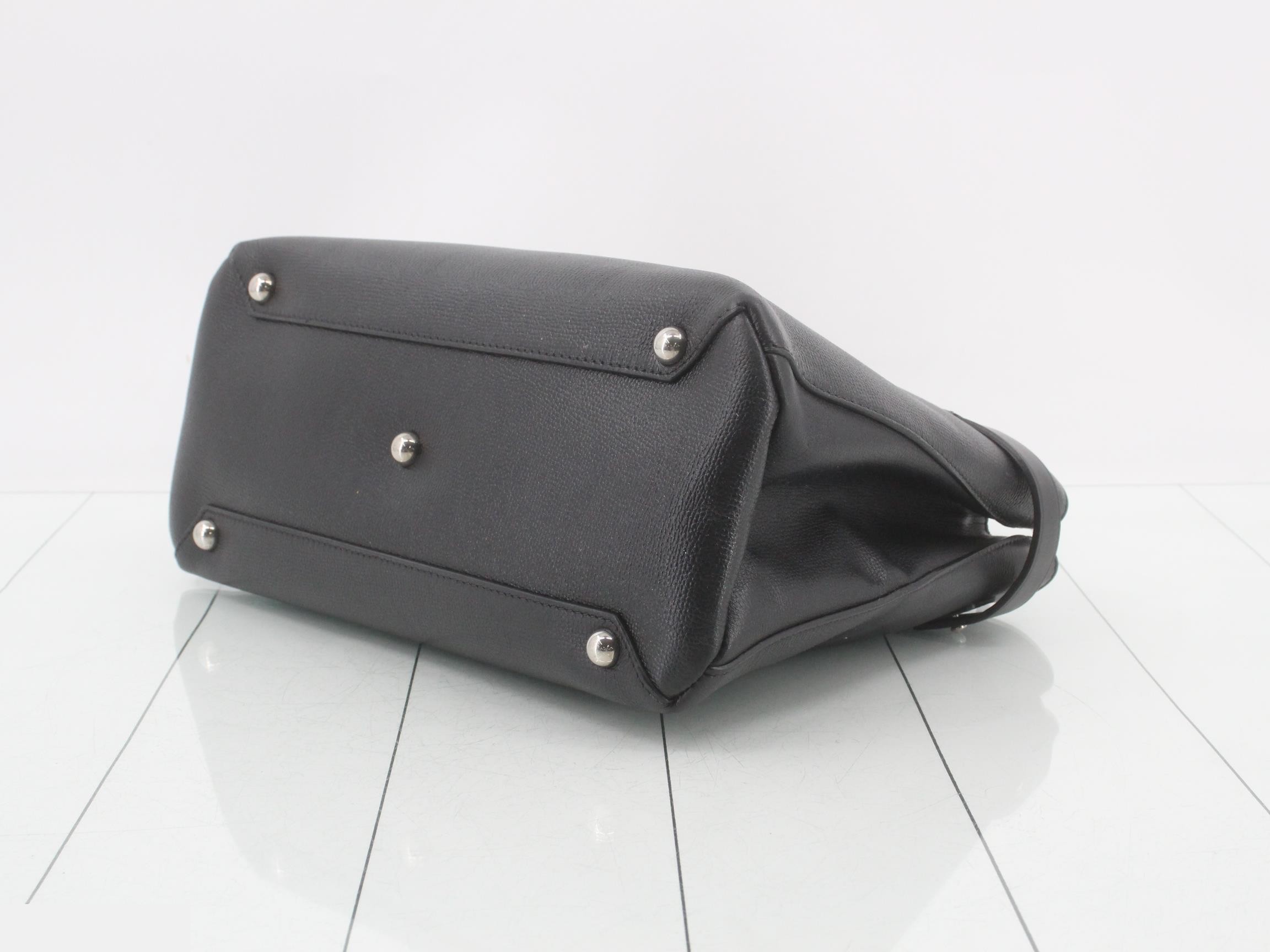 Leather 2-Way Tote Bag, Black — view 6