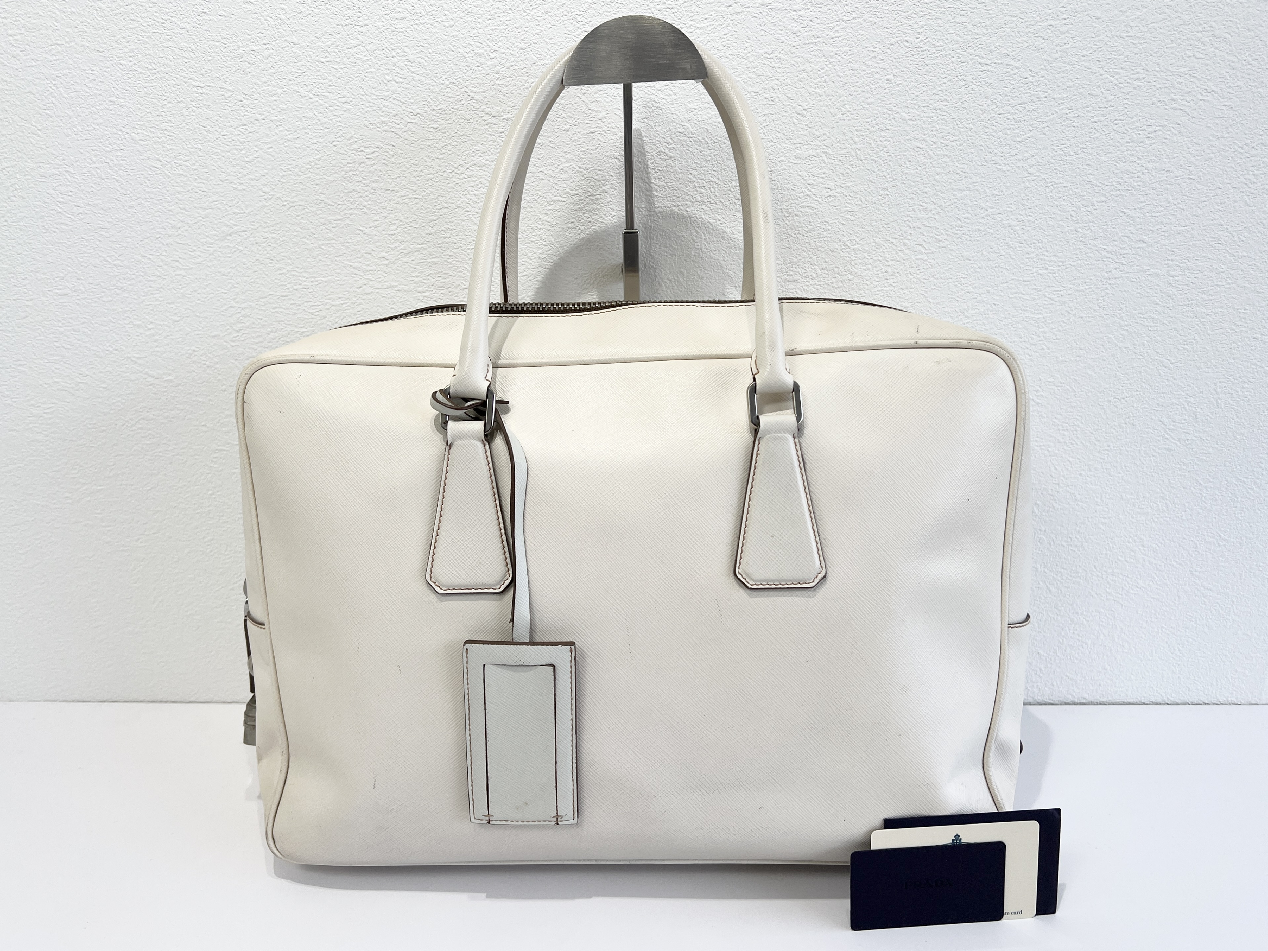 Triangle Logo Saffiano Leather Business Bag Briefcase Handbag Boston Bag