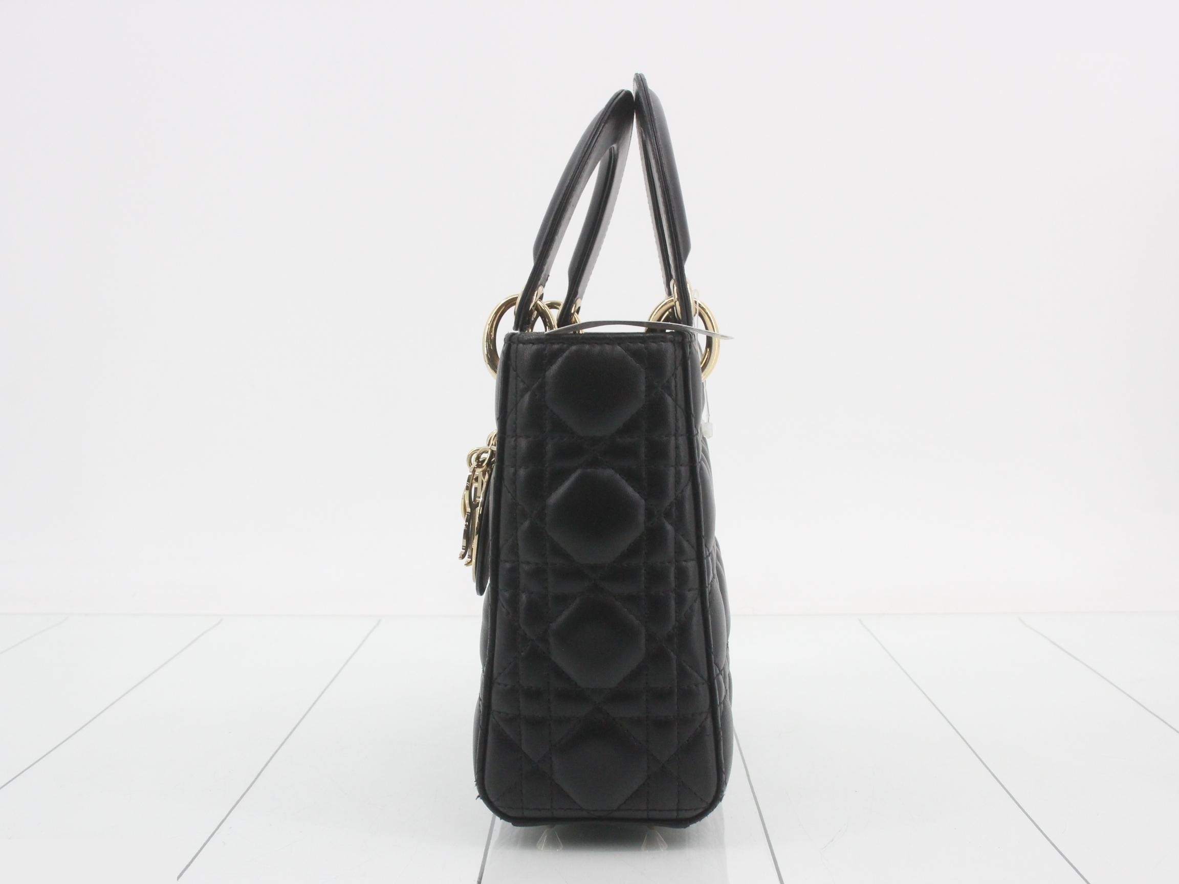 Lady Dior Cannage Small with Strap — view 3