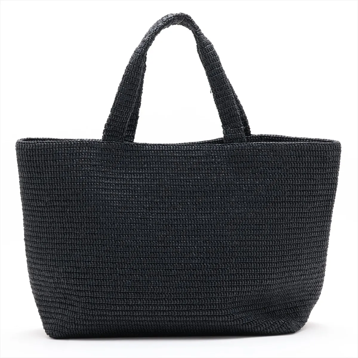 Raffia Tote Bag, Black, 756269 — view 2