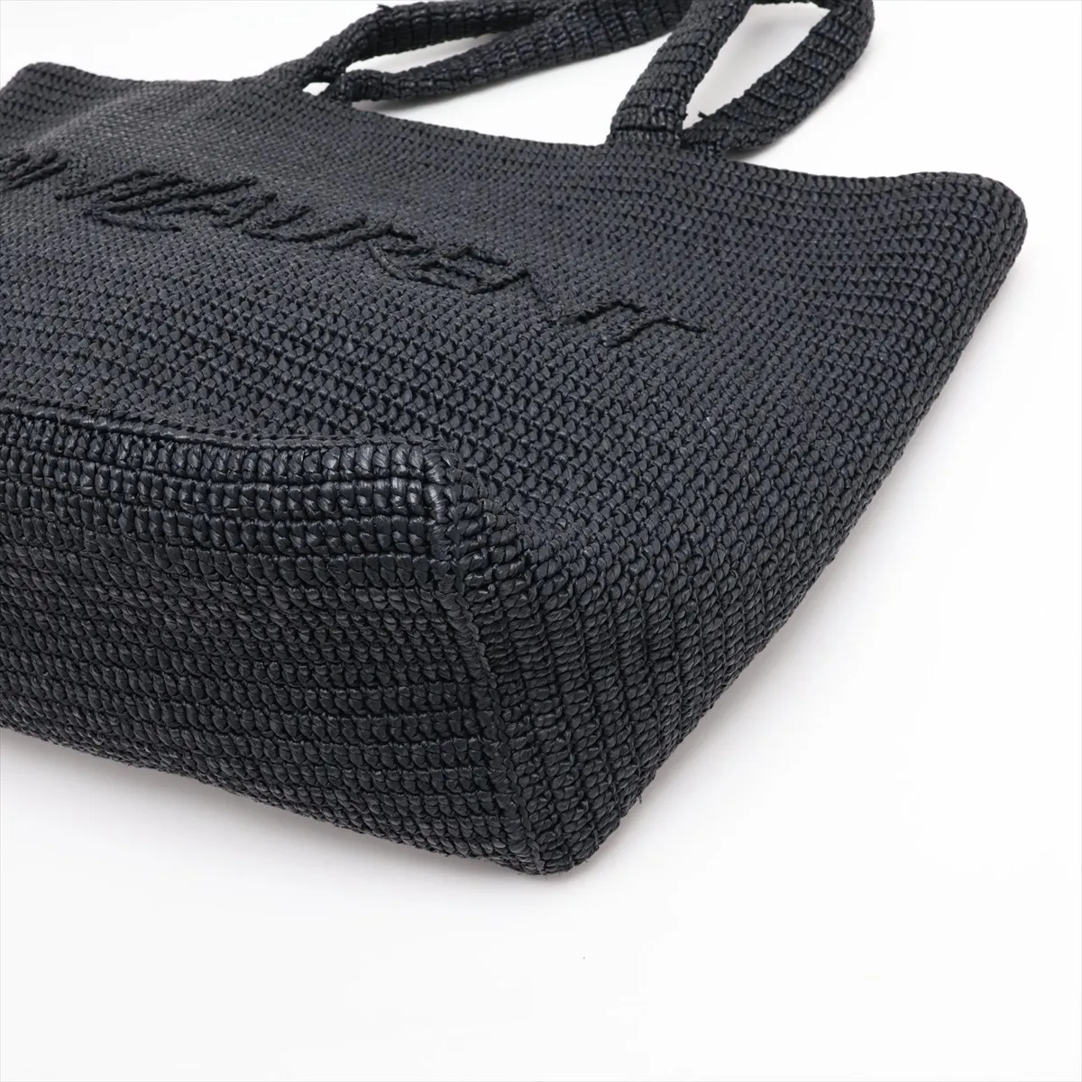 Raffia Tote Bag, Black, 756269 — view 3