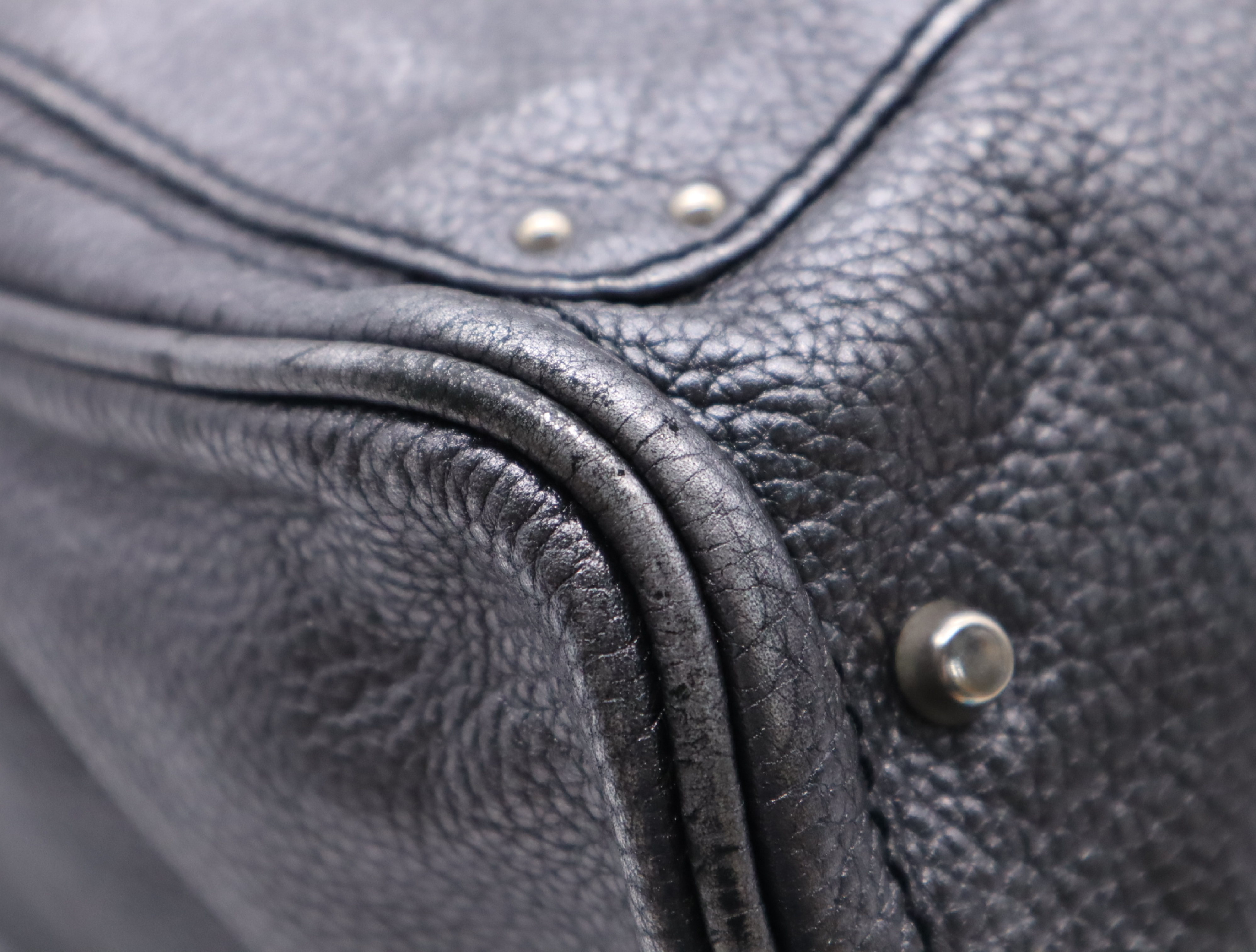 Leather Paddington Tote Bag with Key, Gray Handbag — view 6