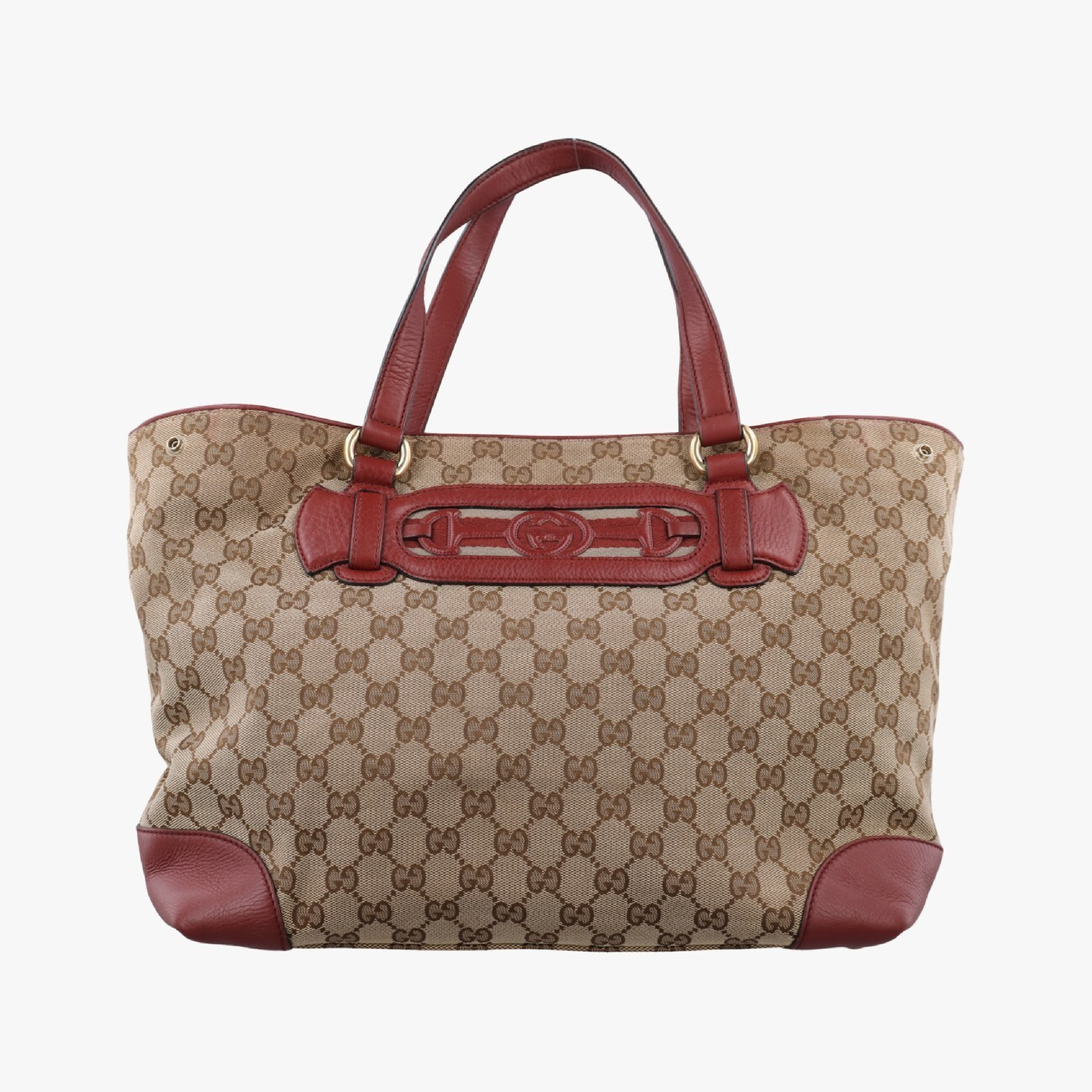 GG Canvas Sherry Red x Beige Canvas x Leather Handbag 296850 C012135459
