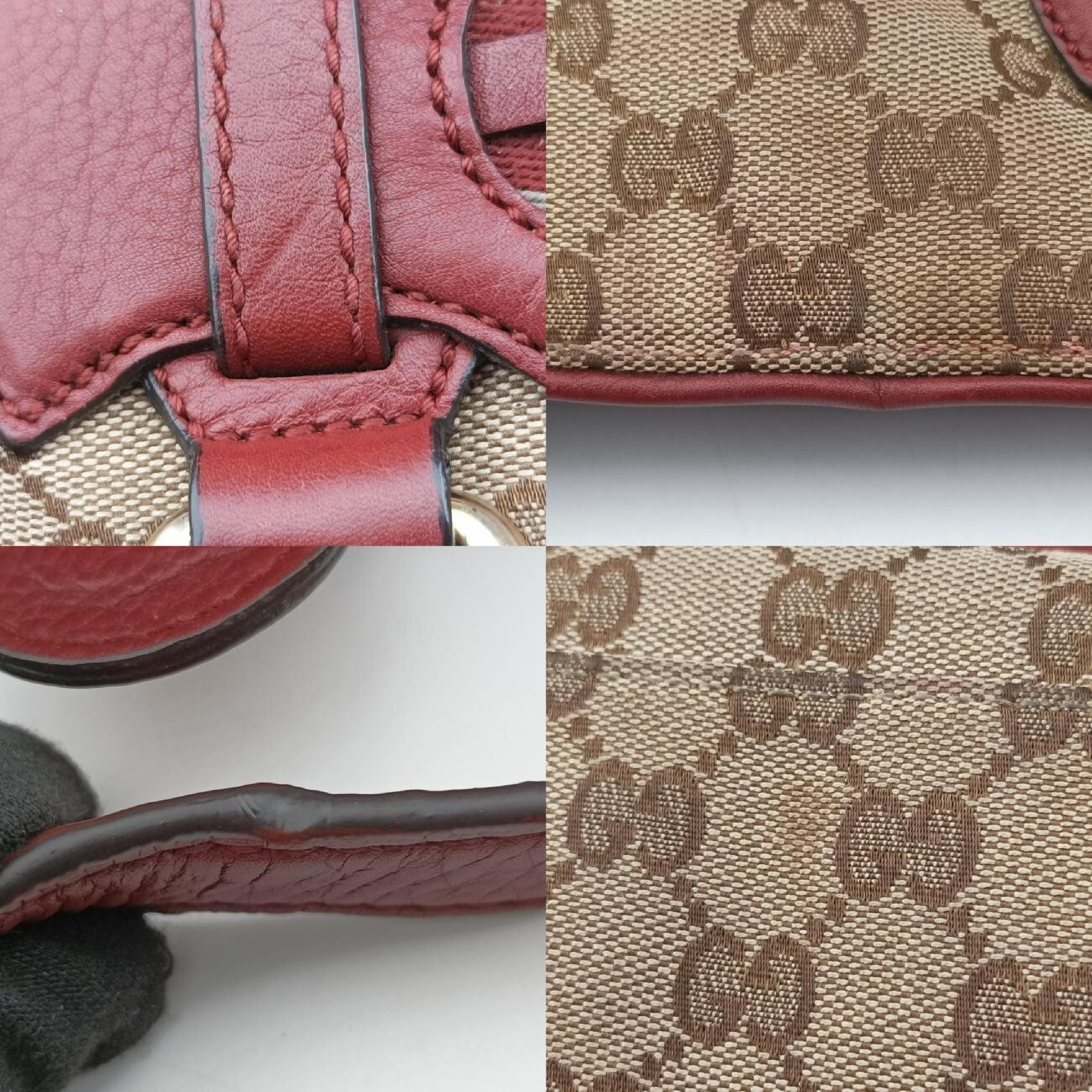 GG Canvas Sherry Red x Beige Canvas x Leather Handbag 296850 C012135459 — view 11