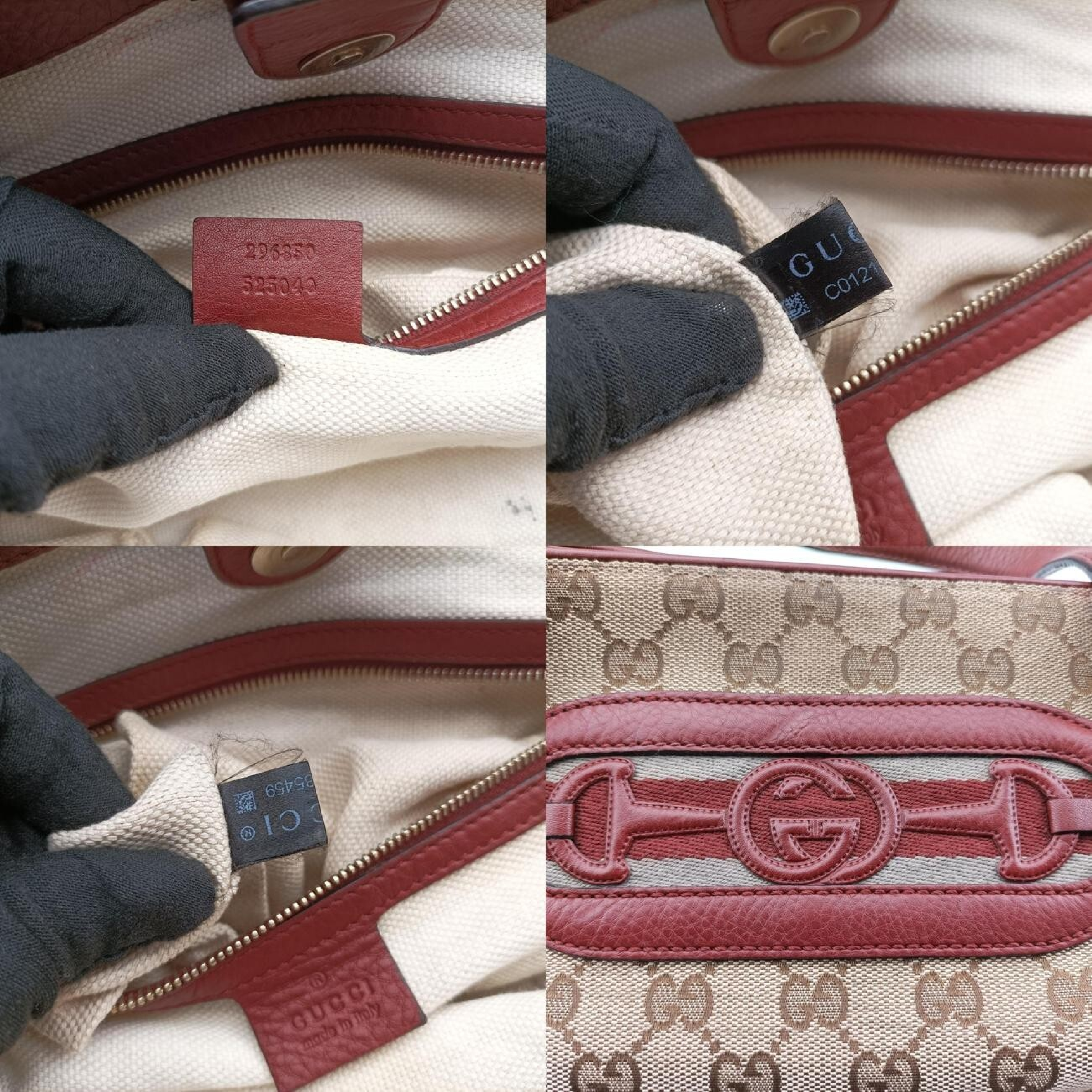 GG Canvas Sherry Red x Beige Canvas x Leather Handbag 296850 C012135459 — view 8