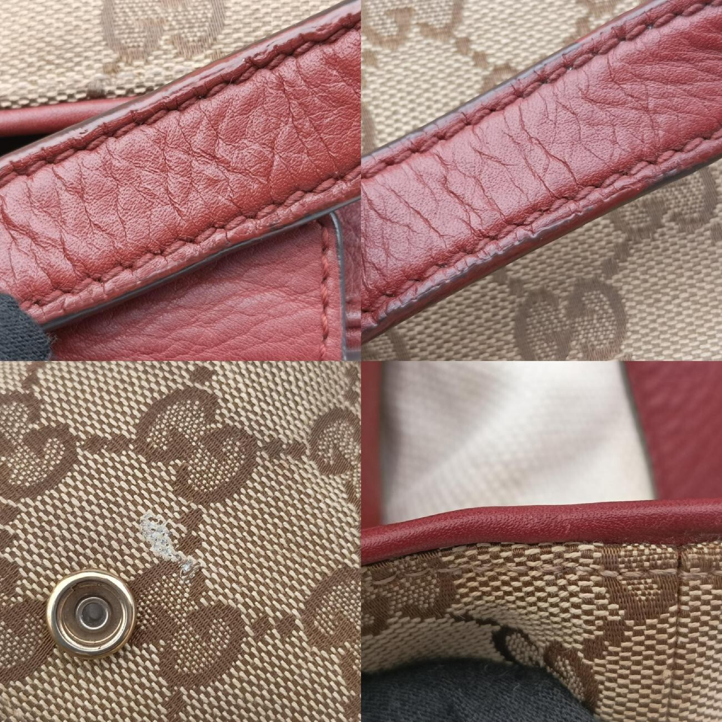 GG Canvas Sherry Red x Beige Canvas x Leather Handbag 296850 C012135459 — view 10