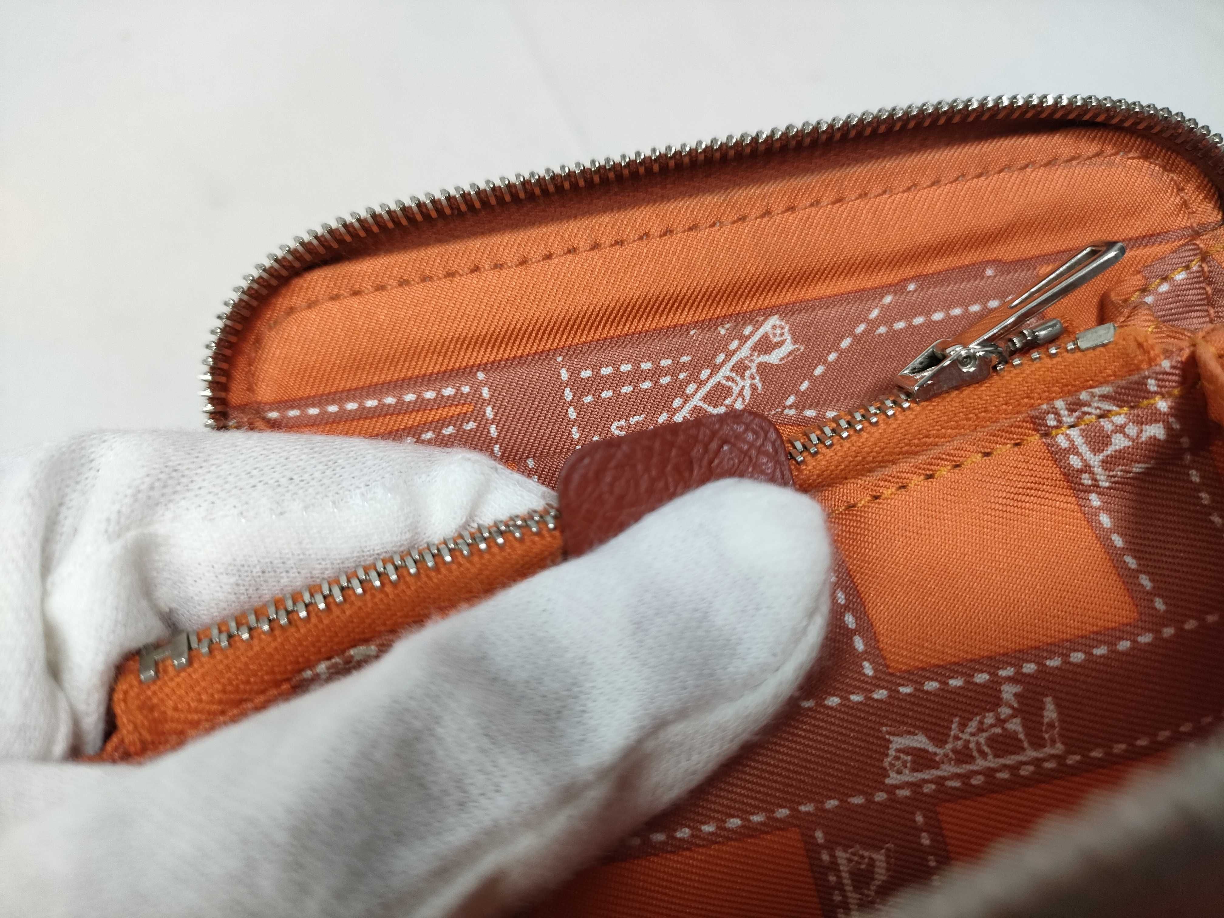 Azap Compact Silk In Wallet, Veau Epsom Leather, Brown, O Stamp — view 14