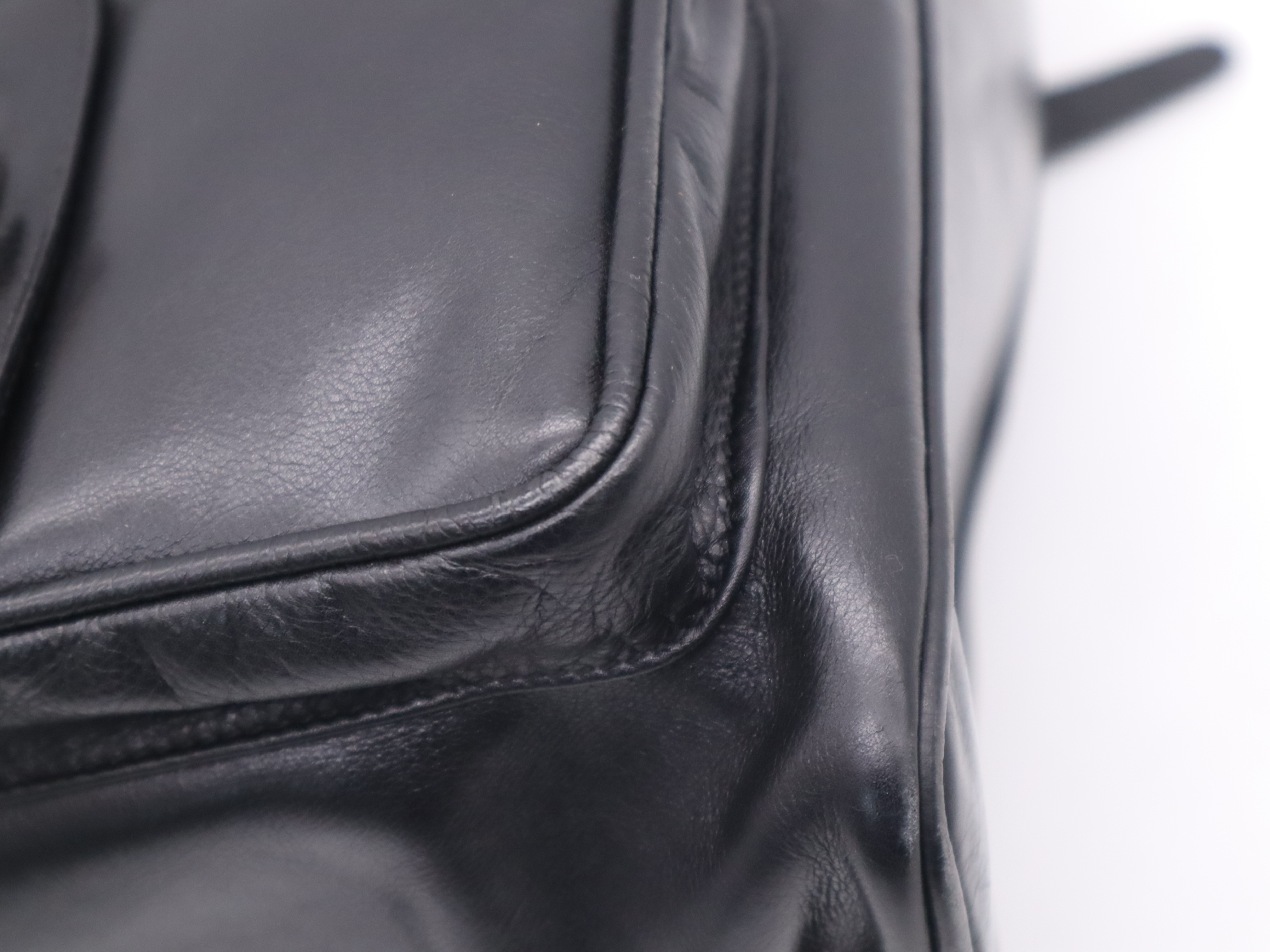 003-2058-0016 Leather Bamboo Backpack, Black with Gold Hardware — view 12