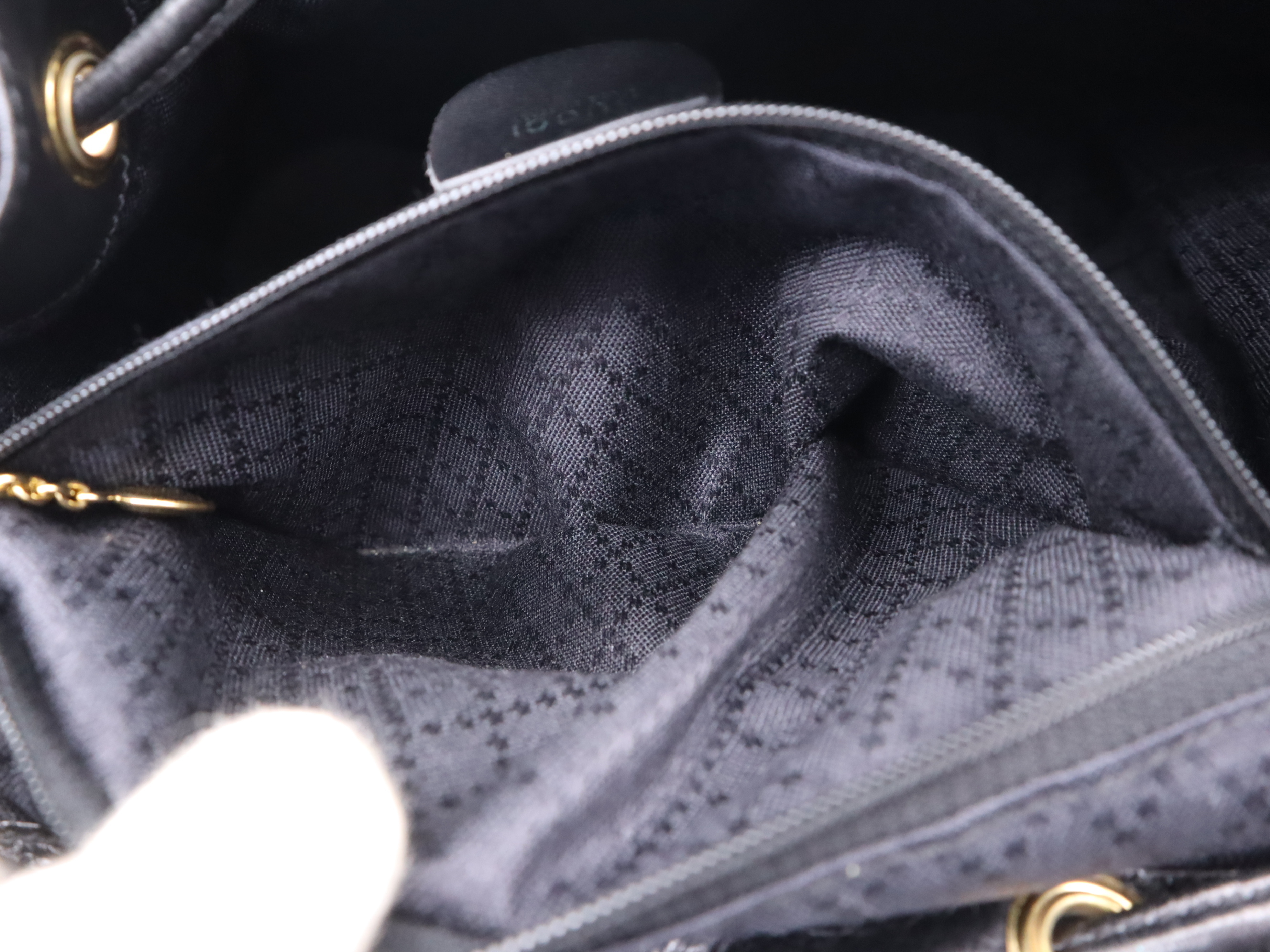003-2058-0016 Leather Bamboo Backpack, Black with Gold Hardware — view 14