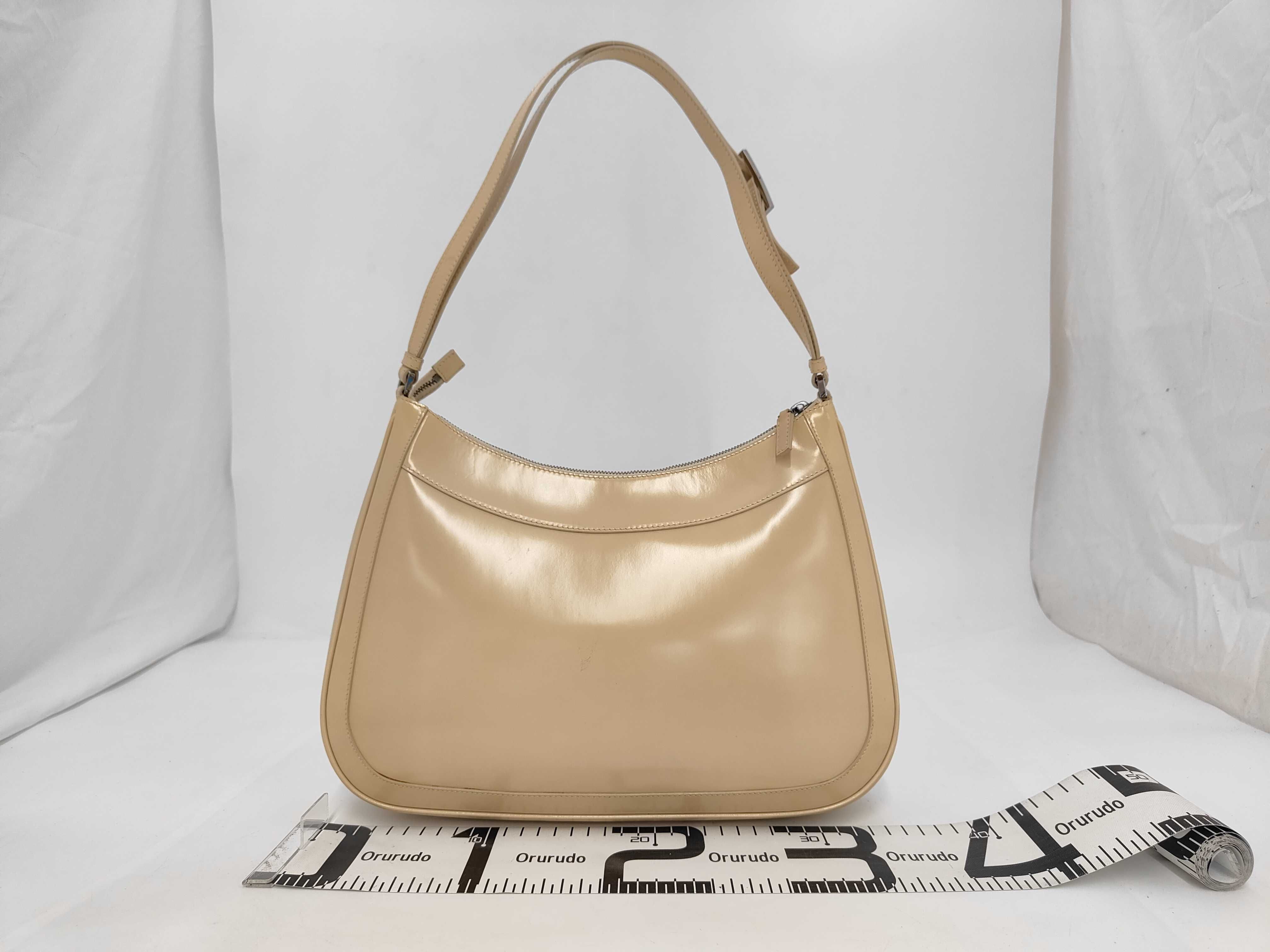 One-Shoulder Leather Bag, Beige, 001 4255 — view 2