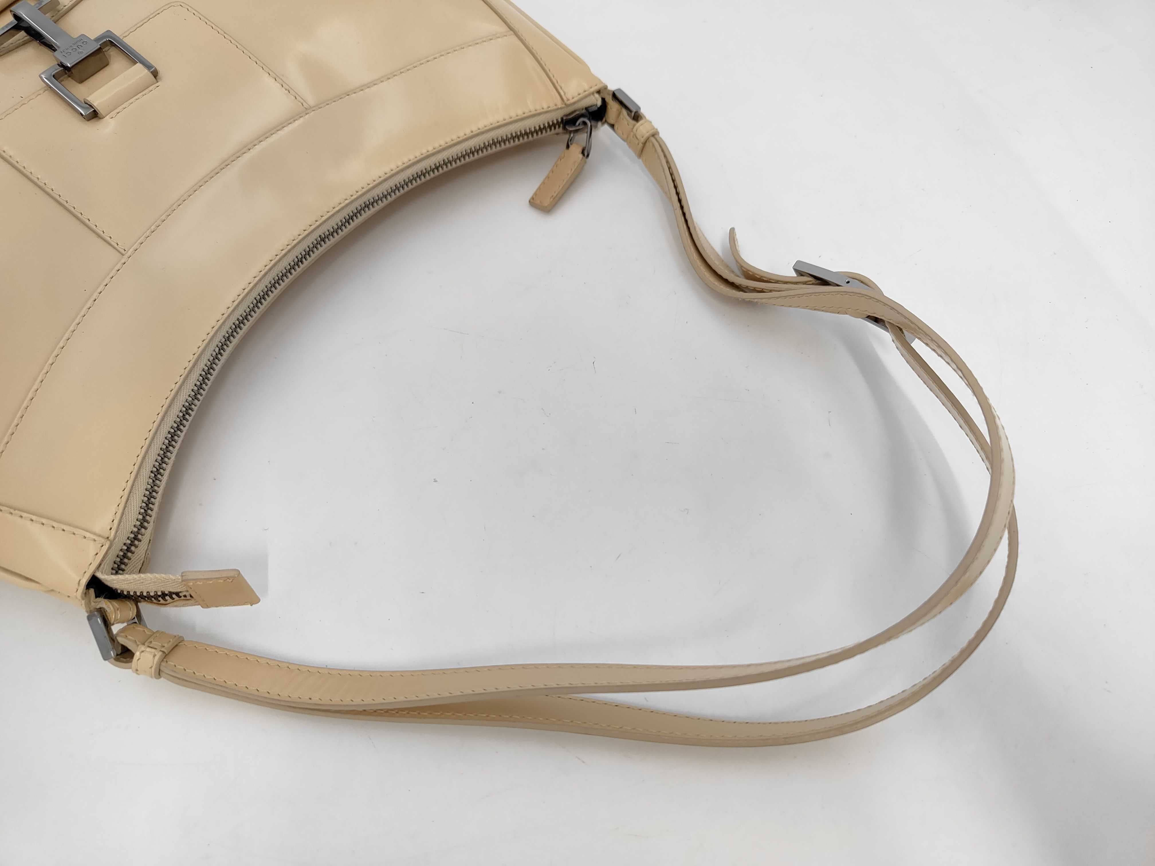 One-Shoulder Leather Bag, Beige, 001 4255 — view 5