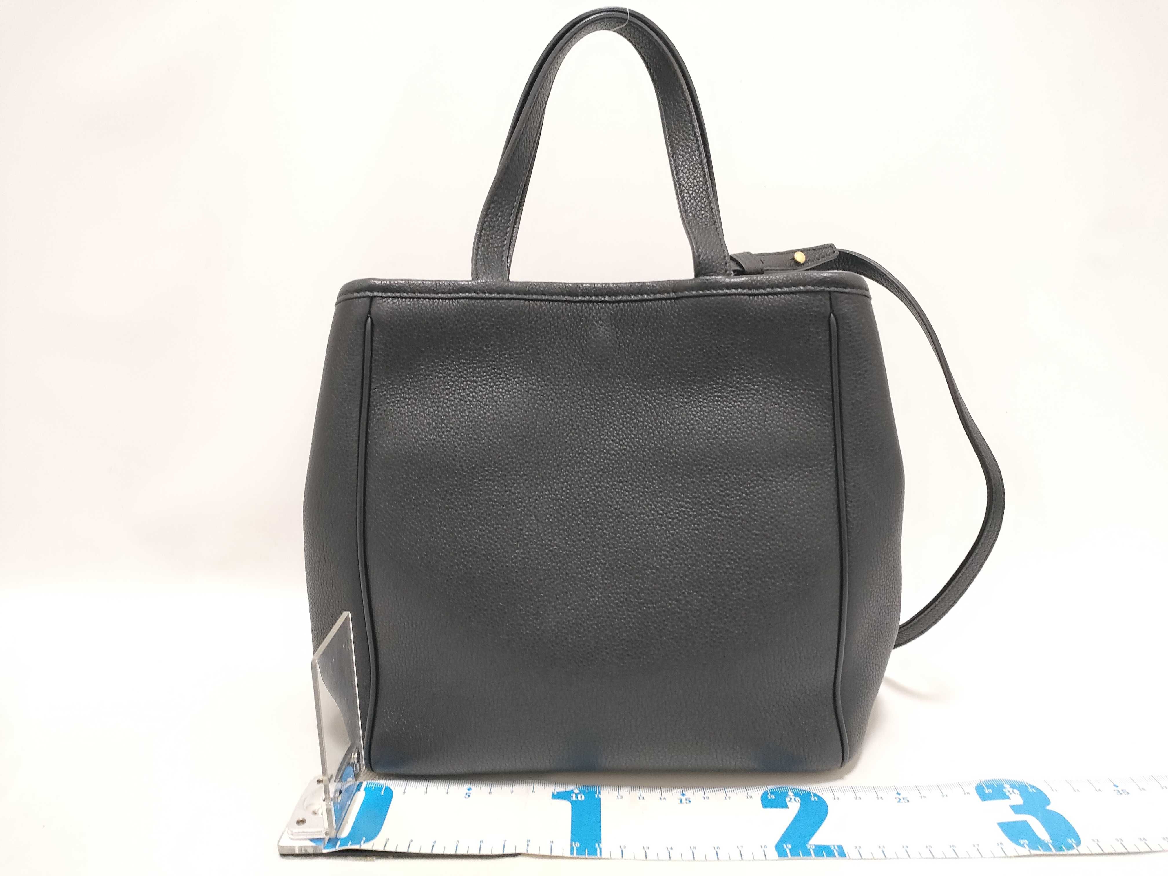 Small Fold Cabas Leather 2-Way Handbag, Black Tote Bag — view 2