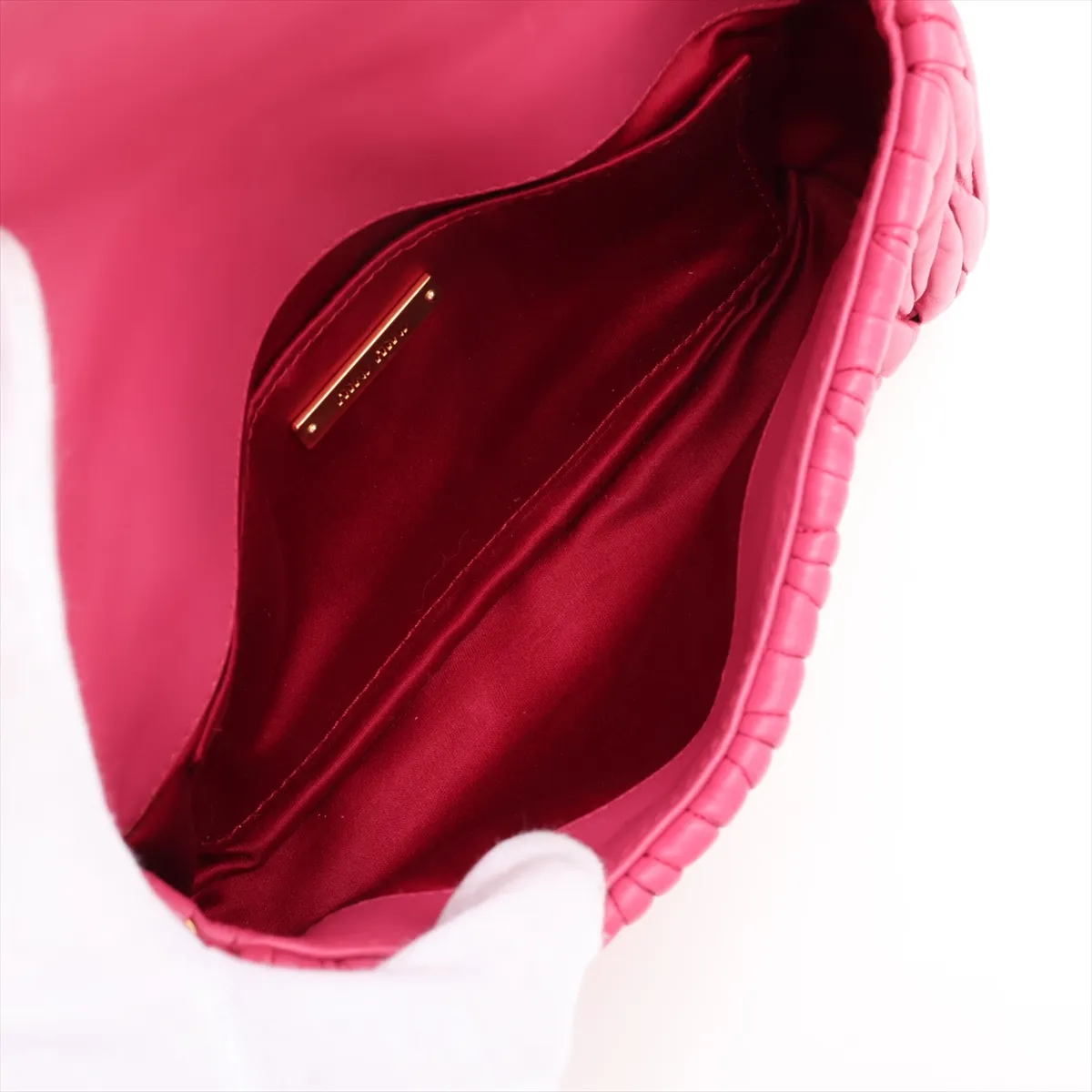Matelassé Leather Shoulder Bag Pink — view 6