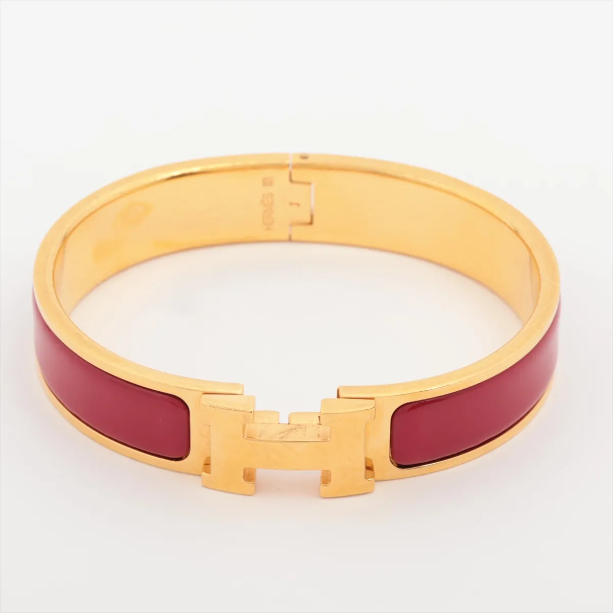 Click Crack H Bangle Bracelet GP x Enamel Red x Gold Scratches Dullness Dirt Discoloration Peeling