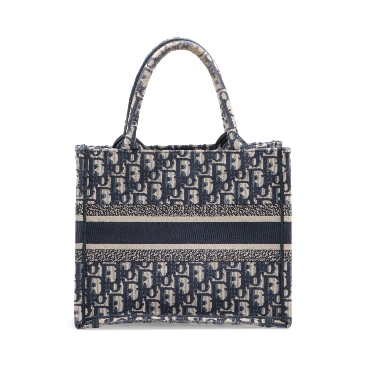 Oblique Book Tote Small Canvas Tote Bag Navy — view 2