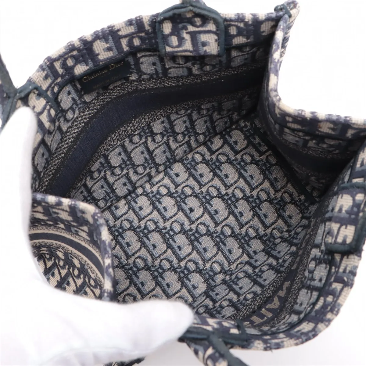 Oblique Book Tote Small Canvas Tote Bag Navy — view 7